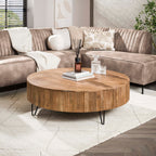 Salontafel Wave | Ø120 cm | Massief mango zand