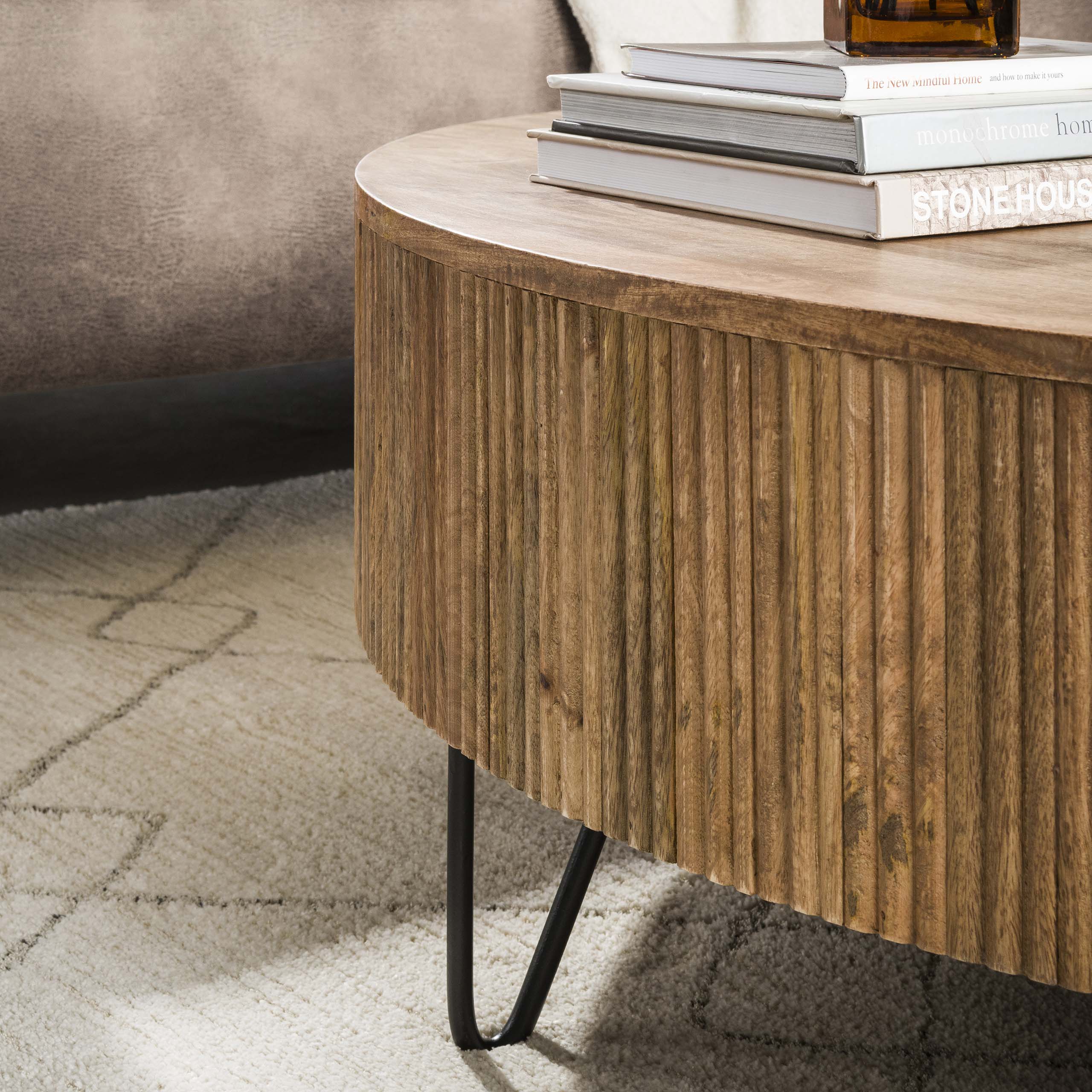Salontafel Wave | Ø120 cm | Massief mango zand