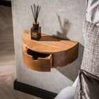 Nachtkastje Curve | Zwevend | 1 Lade | Massief acacia