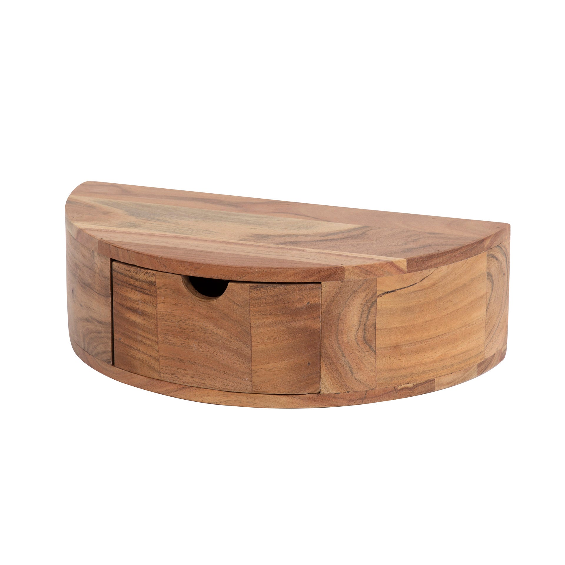 Nachtkastje Curve | Zwevend | 1 Lade | Massief acacia
