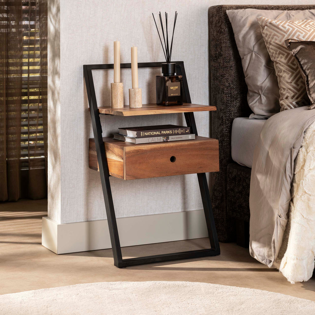 Nachtkastje Lean | 1 Lade | Massief acacia naturel