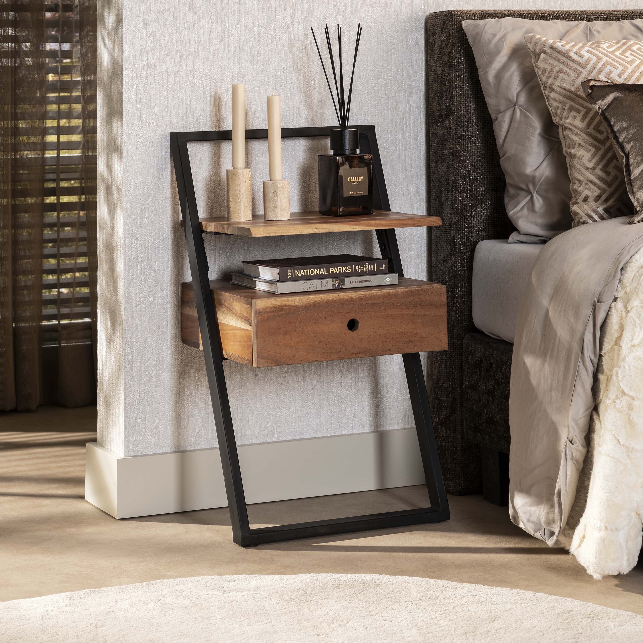 Nachtkastje Lean | 1 Lade | Massief acacia naturel