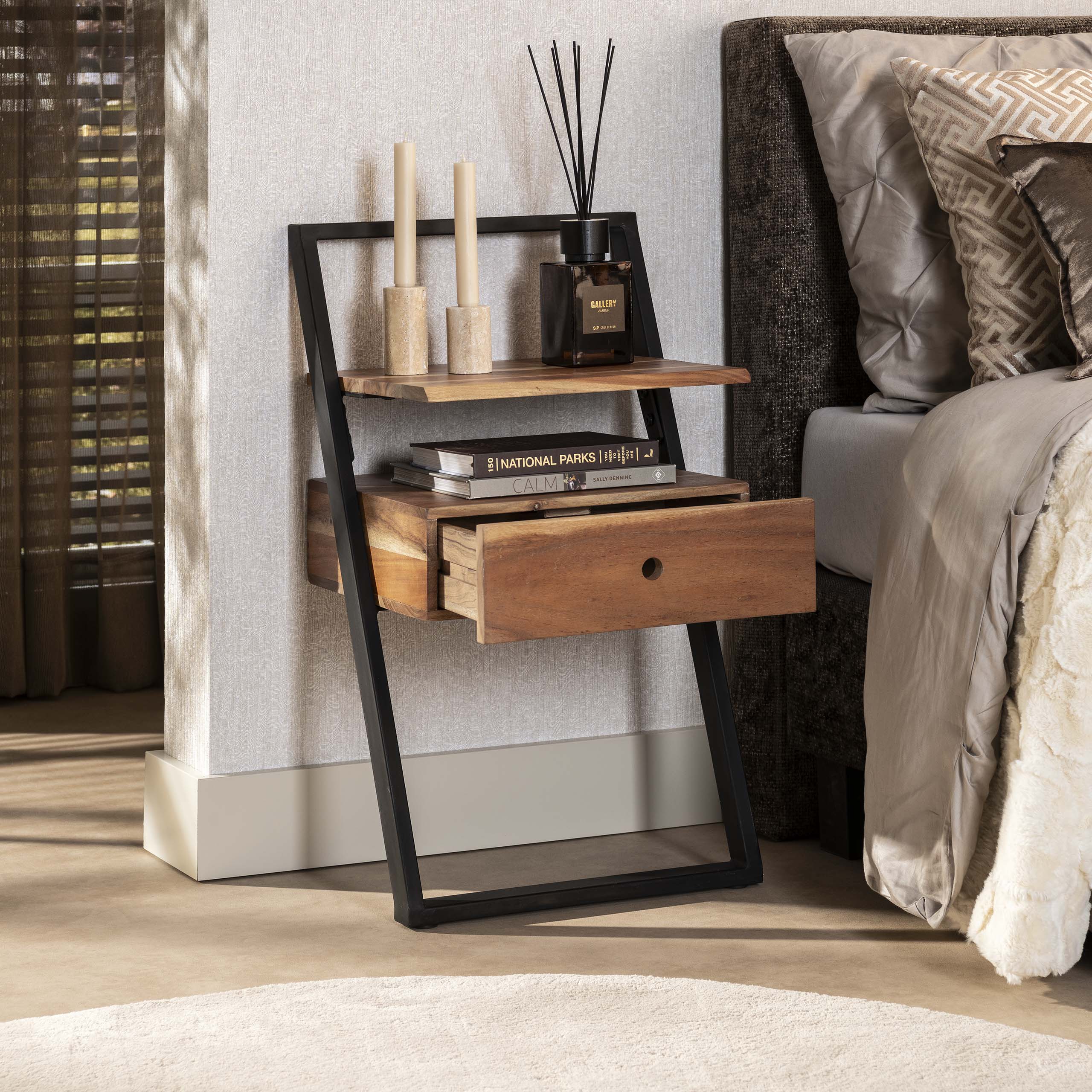 Nachtkastje Lean | 1 Lade | Massief acacia naturel