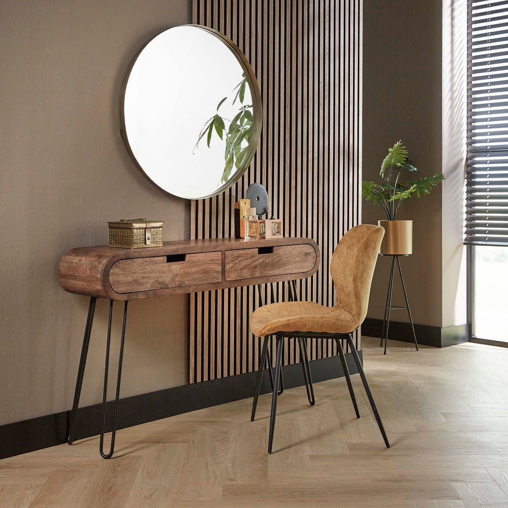 Kaptafel Barrel | 2 Lades | Massief mango zand