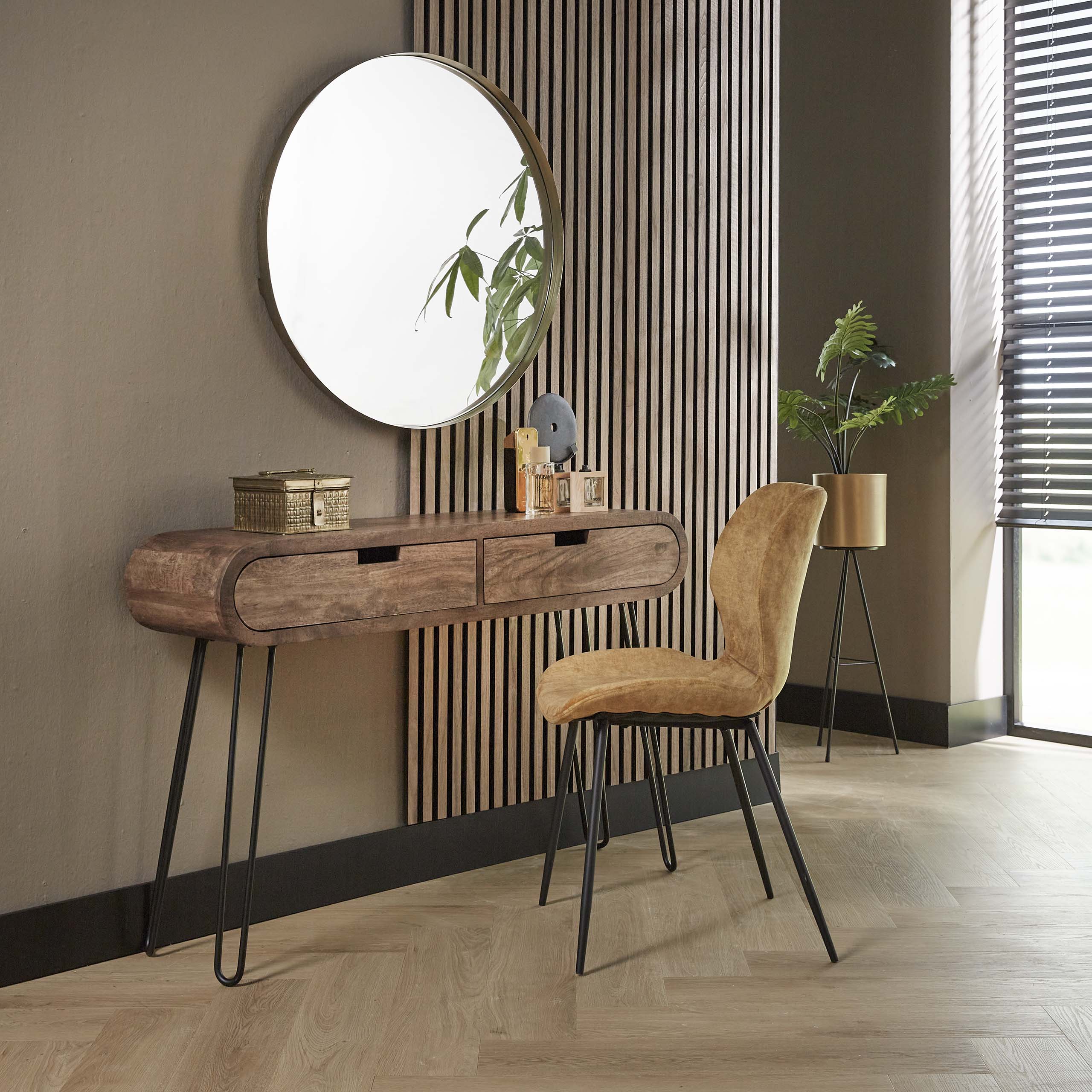 Kaptafel Barrel | 2 Lades | Massief mango zand