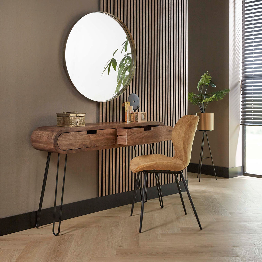 Kaptafel Barrel | 2 Lades | Massief mango zand