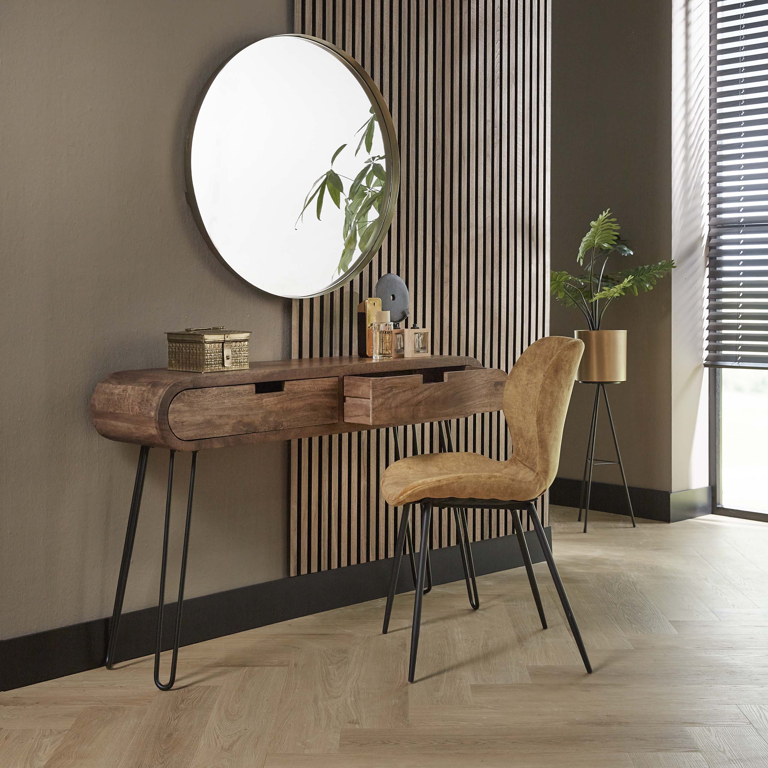 Kaptafel Barrel | 2 Lades | Massief mango zand