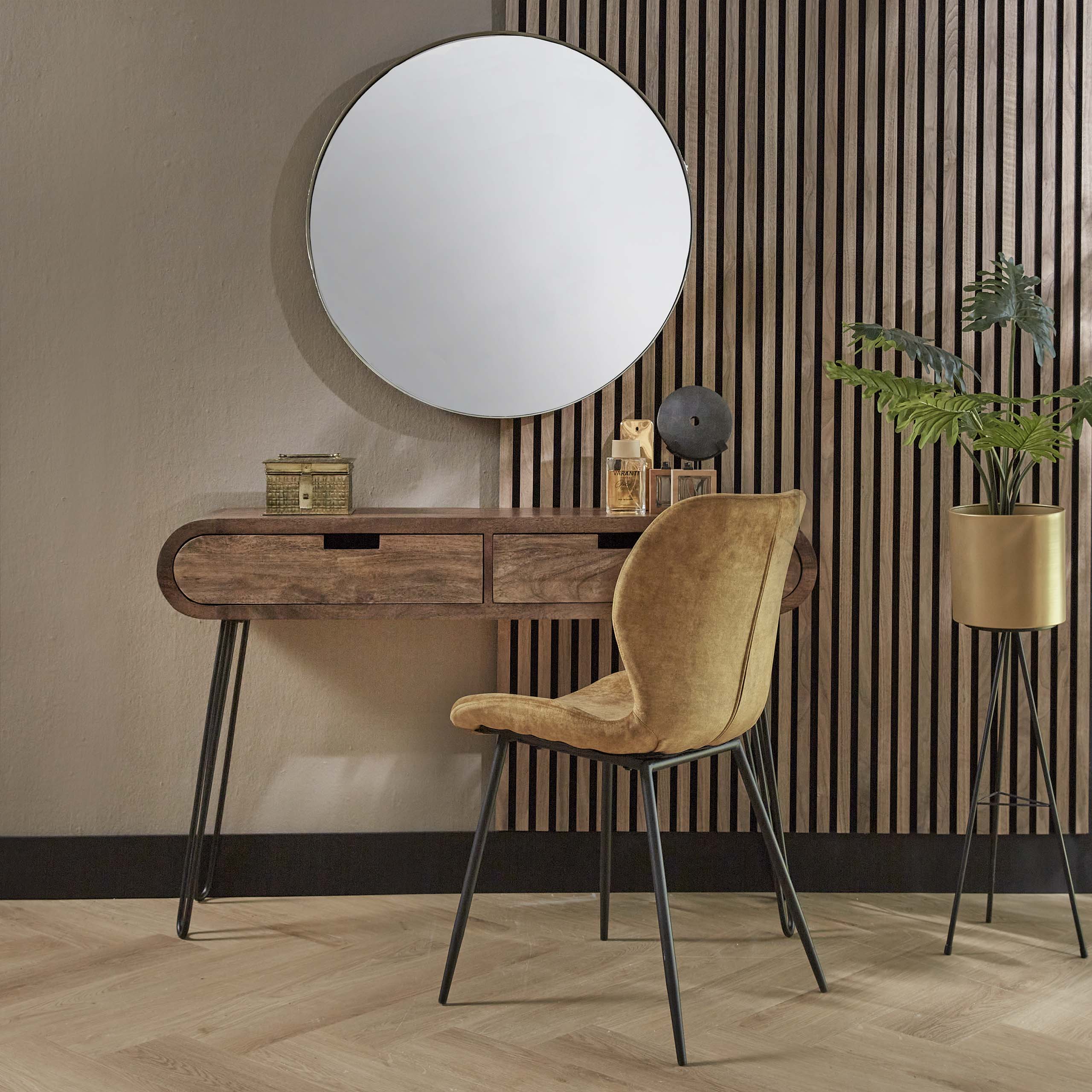 Kaptafel Barrel | 2 Lades | Massief mango zand
