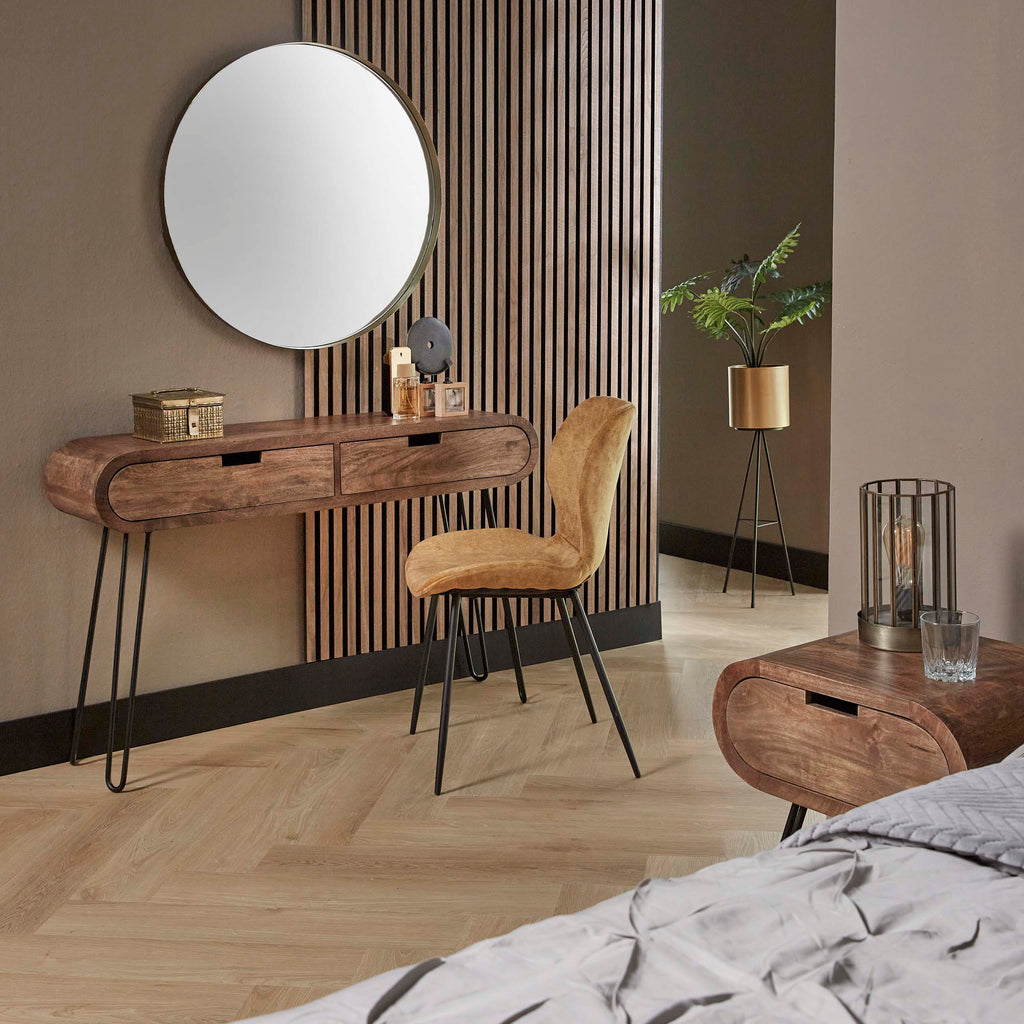 Kaptafel Barrel | 2 Lades | Massief mango zand