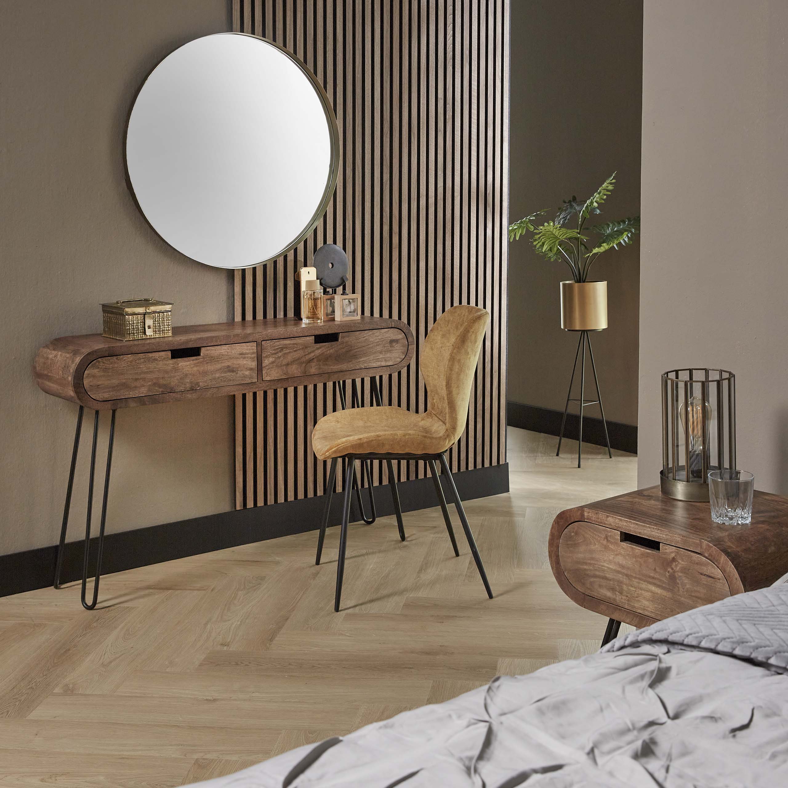 Kaptafel Barrel | 2 Lades | Massief mango zand