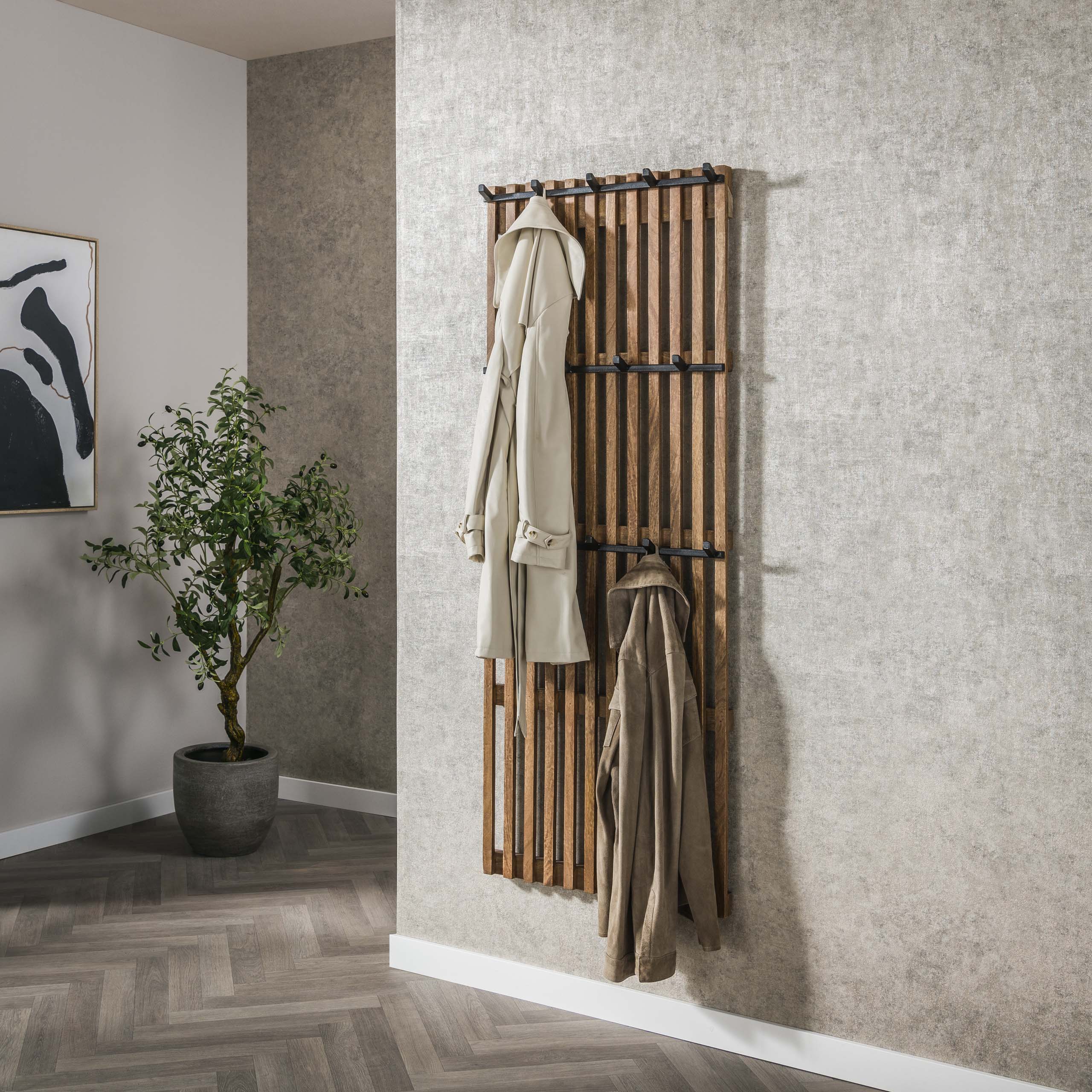 Kapstok Tweak Hoog | 14 Haken | Massief mango zand