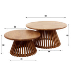 Salontafel Tweak Cone | Set van 2 | Massief mango zand