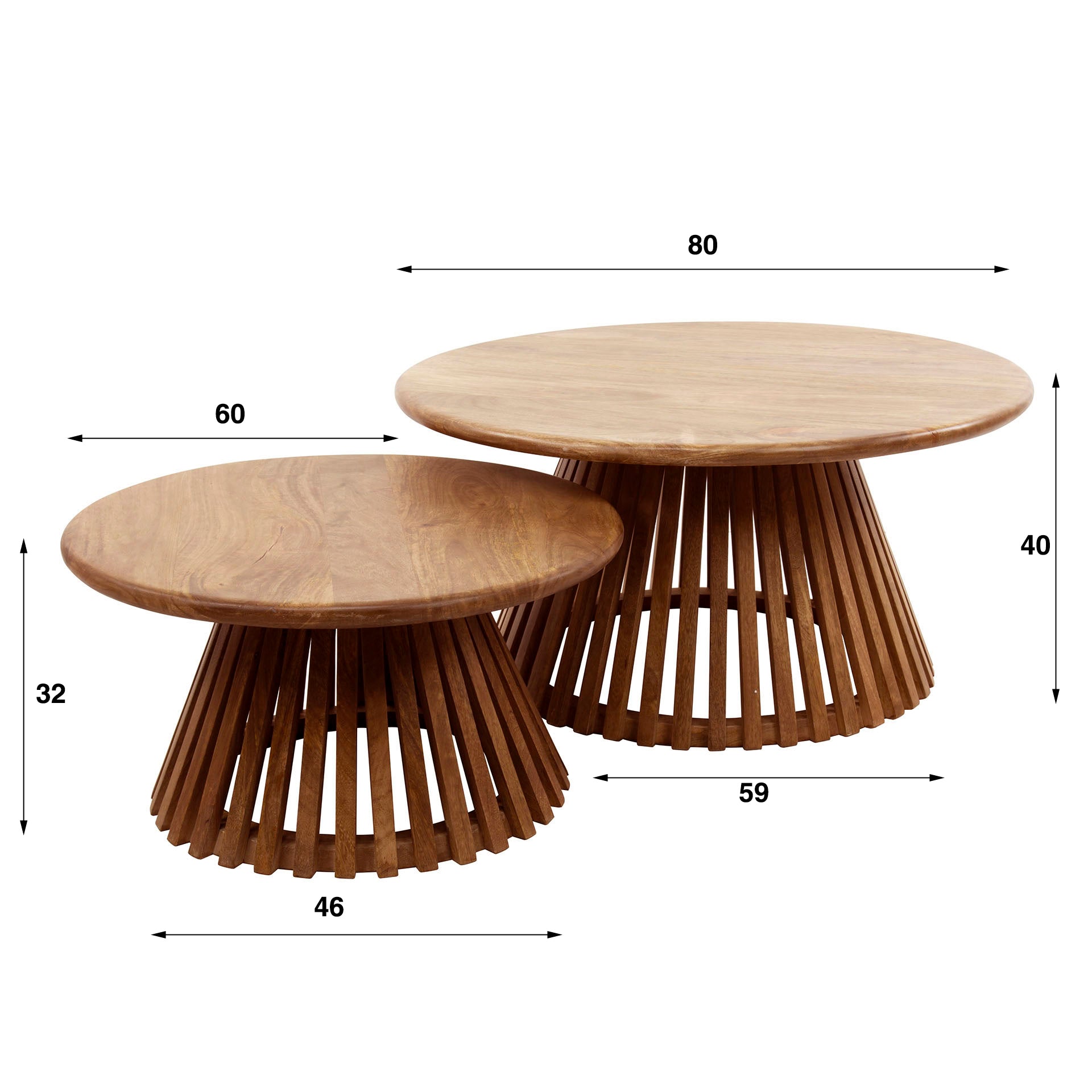 Salontafel Tweak Cone | Set van 2 | Massief mango zand