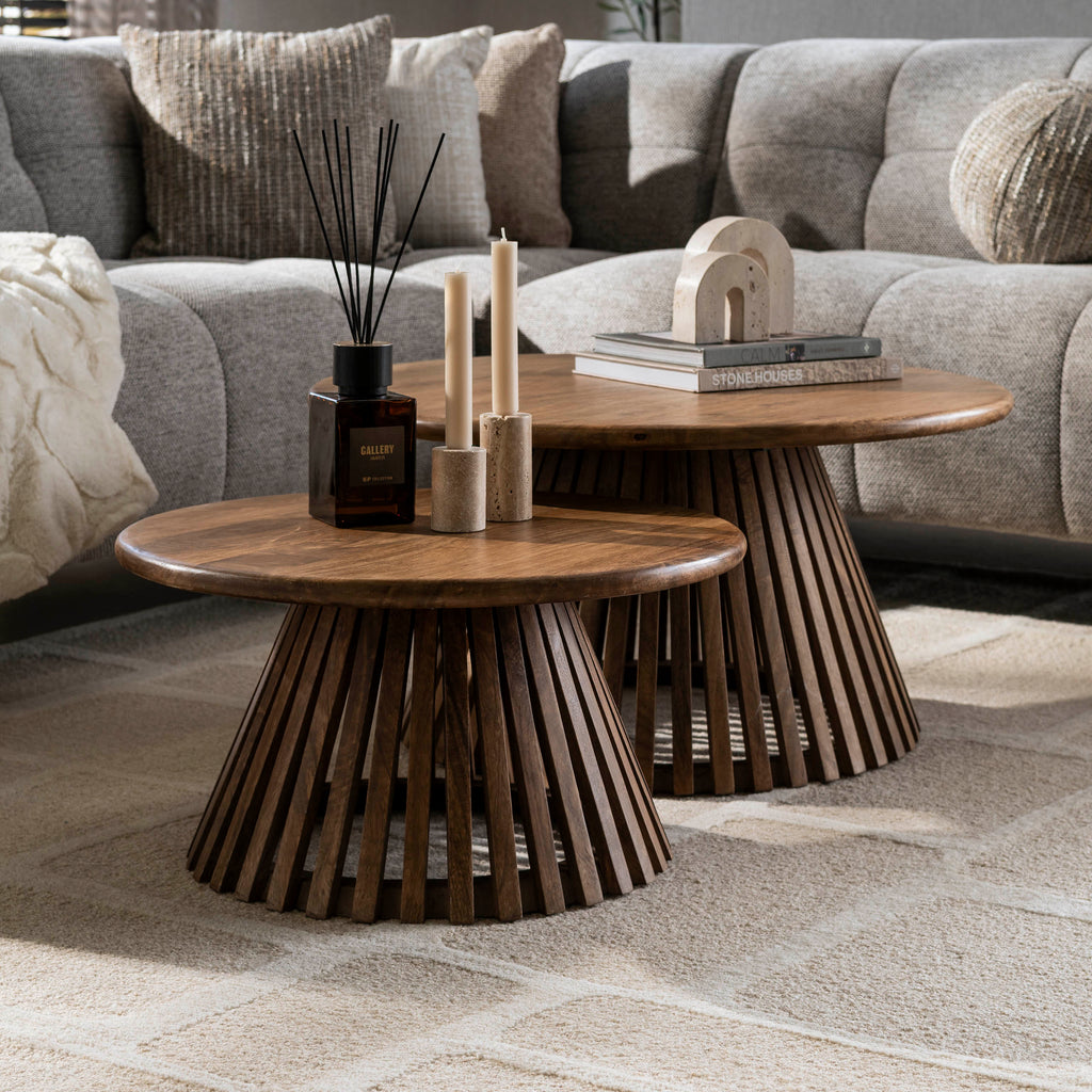 Salontafel Tweak Cone | Set van 2 | Massief mango zand