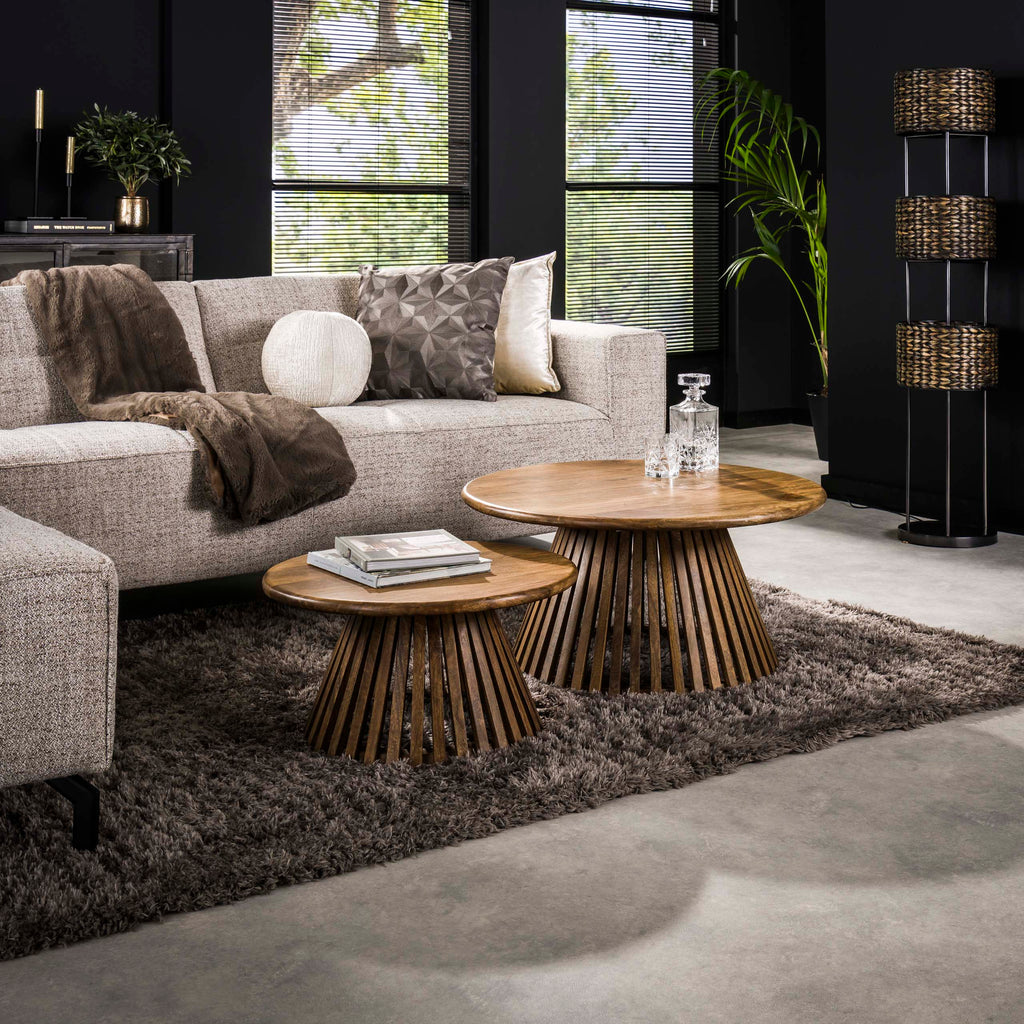 Salontafel Tweak Cone | Set van 2 | Massief mango zand