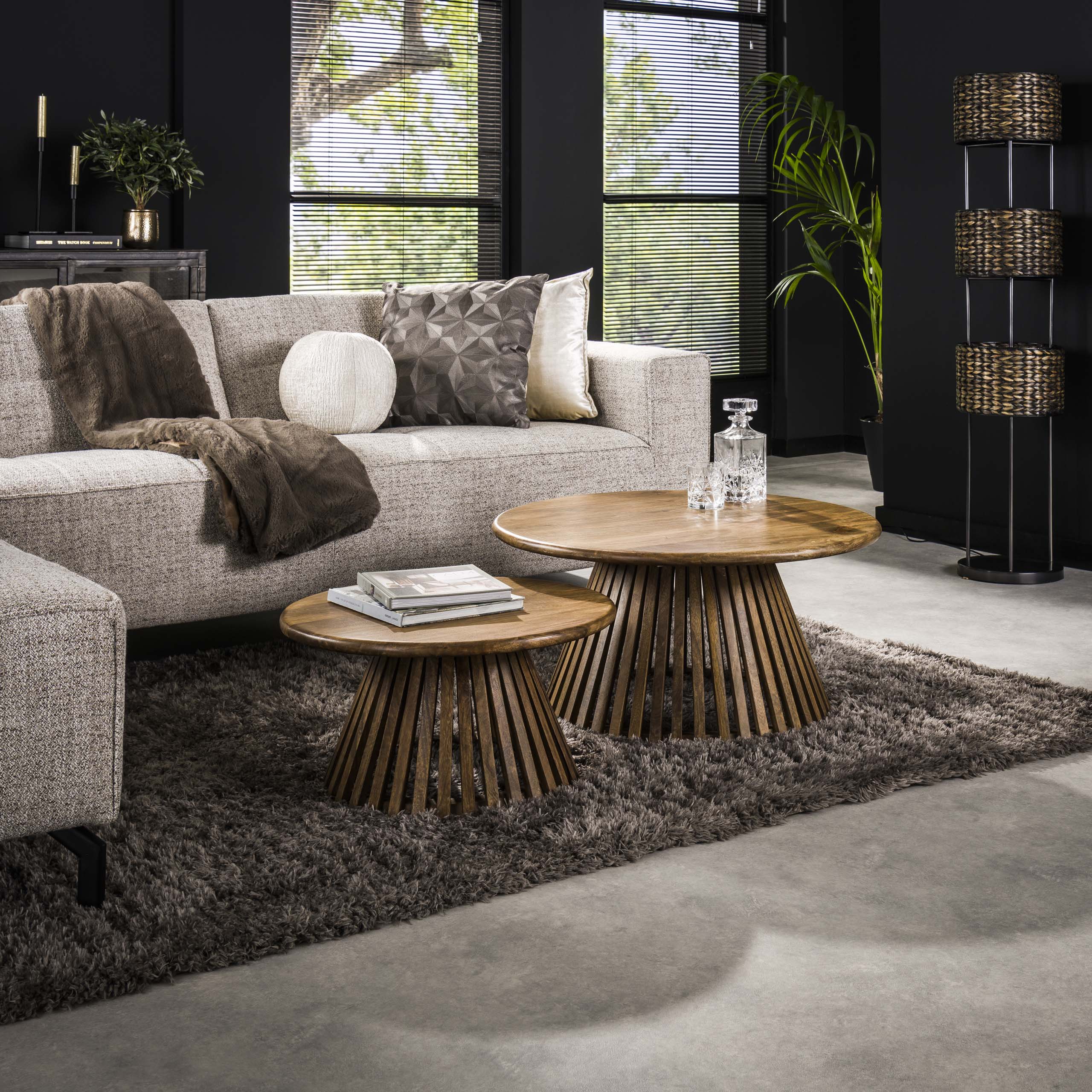 Salontafel Tweak Cone | Set van 2 | Massief mango zand