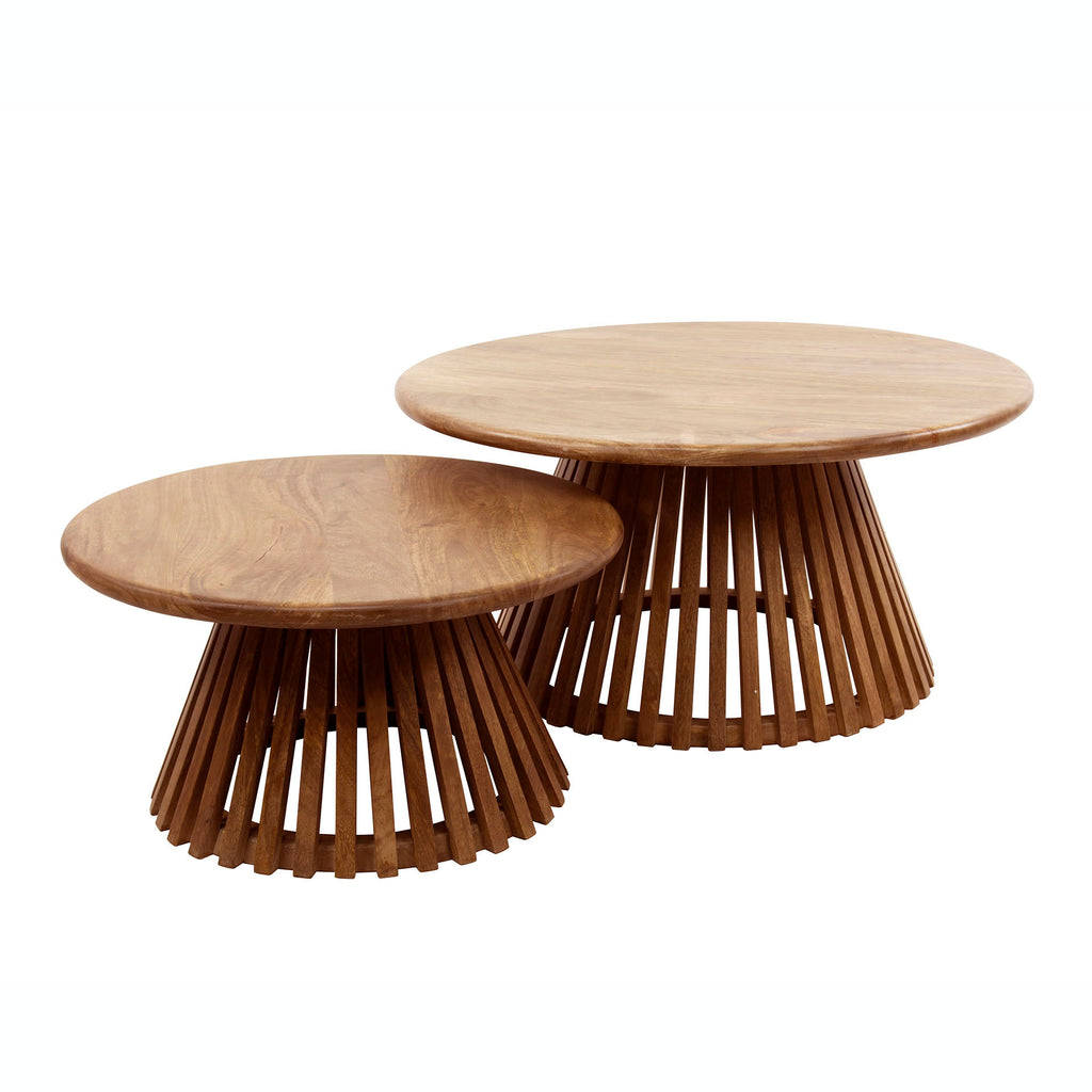 Salontafel Tweak Cone | Set van 2 | Massief mango zand