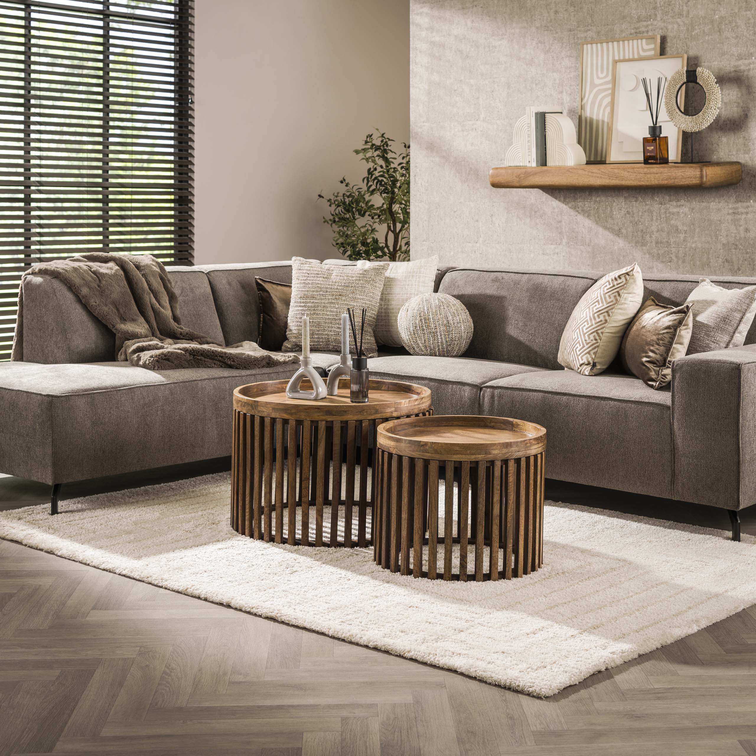 Salontafel Tweak | Set van 2 | Massief mango zand