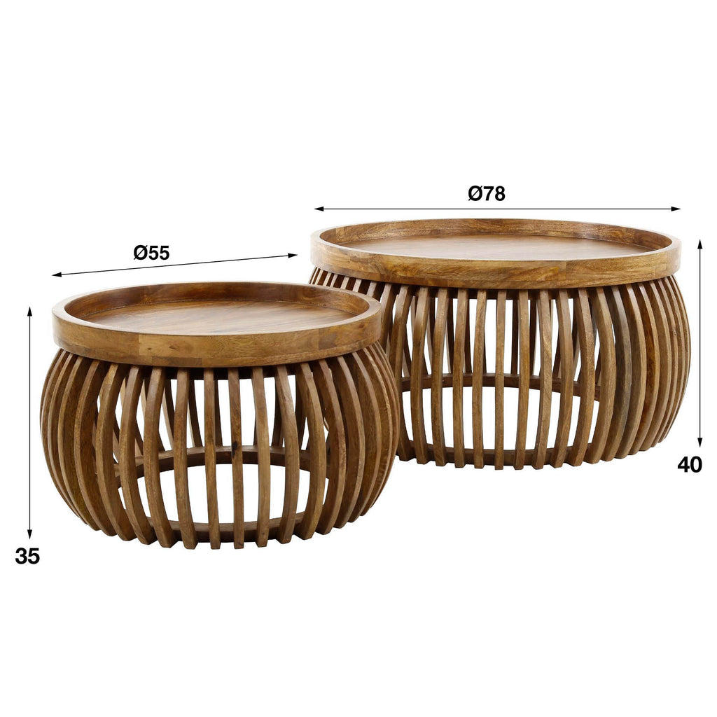 Salontafel Tweak Curve | Set van 2 | Massief mango zand