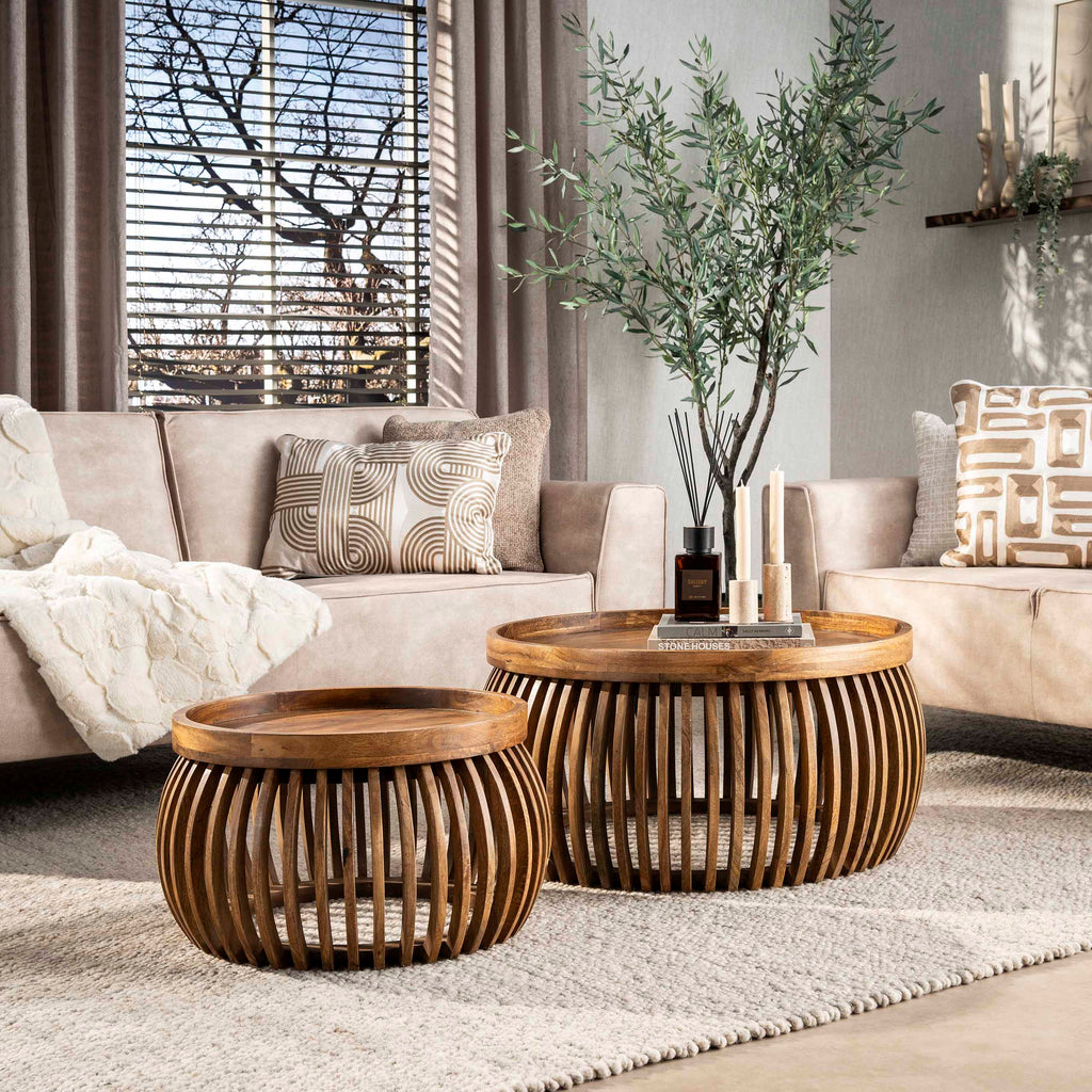 Salontafel Tweak Curve | Set van 2 | Massief mango zand