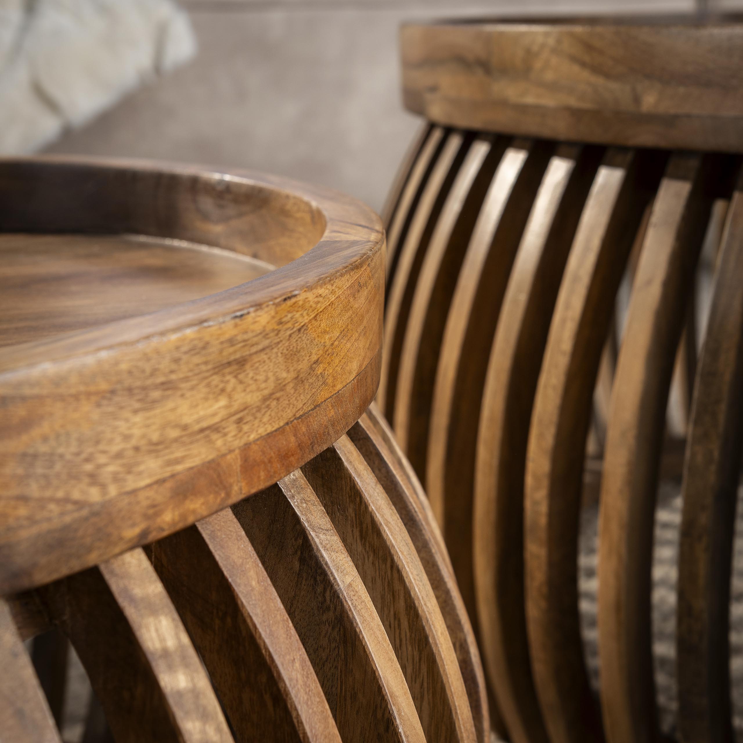 Salontafel Tweak Curve | Set van 2 | Massief mango zand
