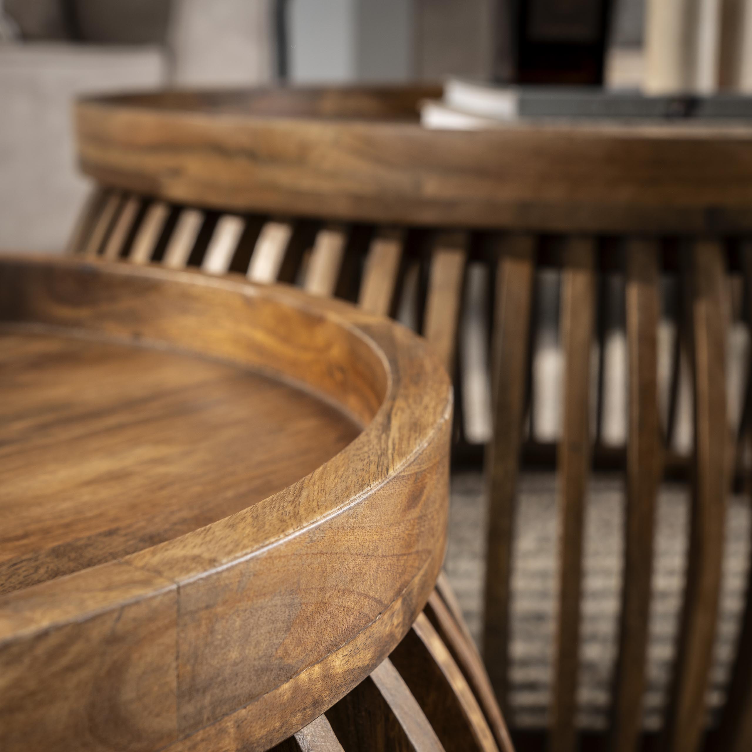 Salontafel Tweak Curve | Set van 2 | Massief mango zand