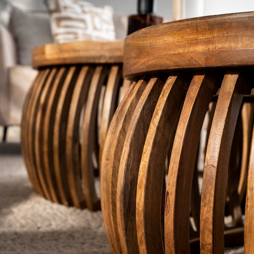 Salontafel Tweak Curve | Set van 2 | Massief mango zand