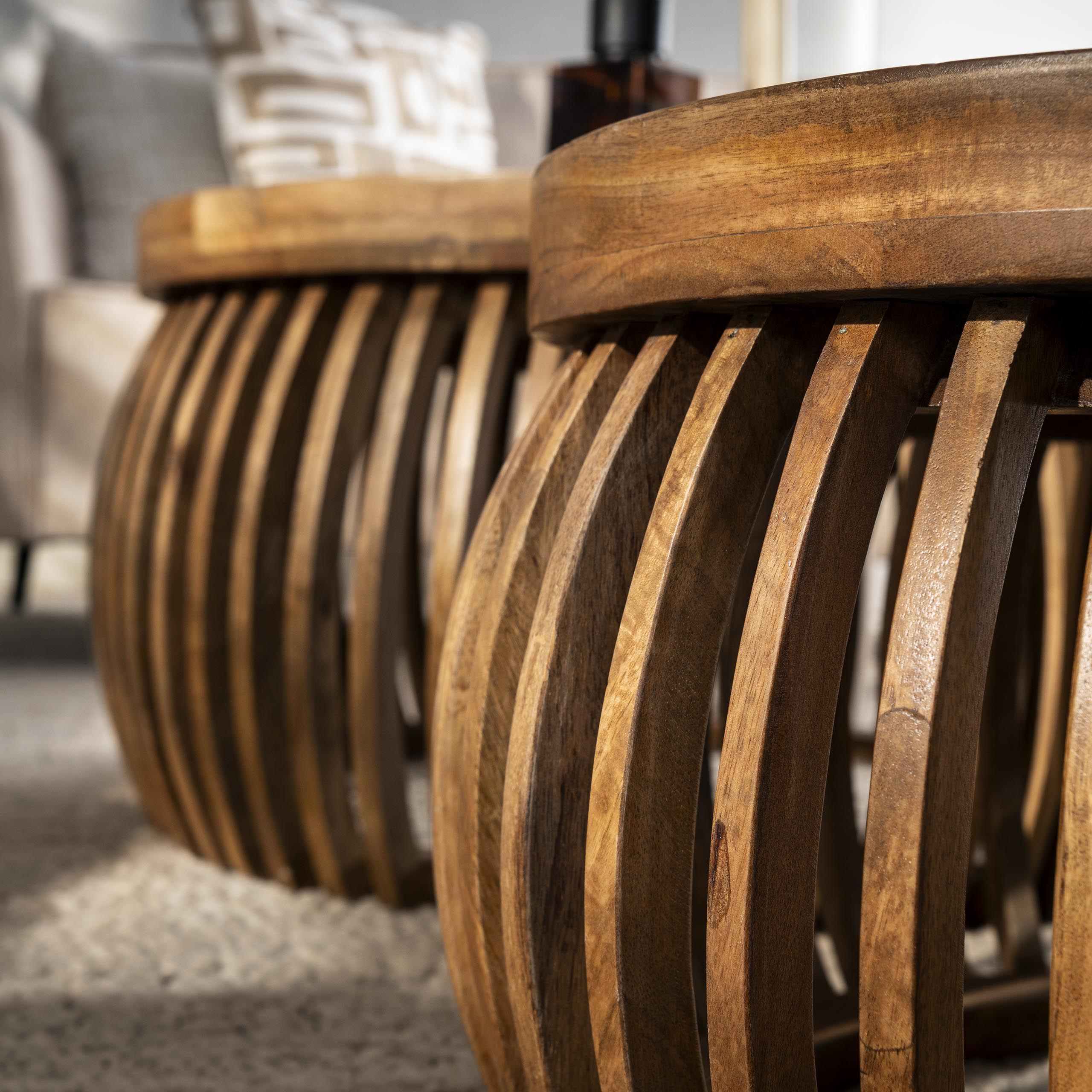 Salontafel Tweak Curve | Set van 2 | Massief mango zand
