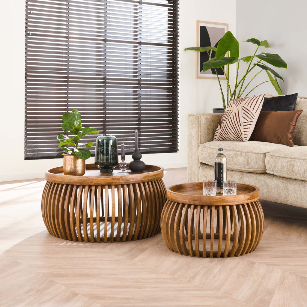 Salontafel Tweak Curve | Set van 2 | Massief mango zand