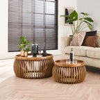 Salontafel Tweak Curve | Set van 2 | Massief mango zand