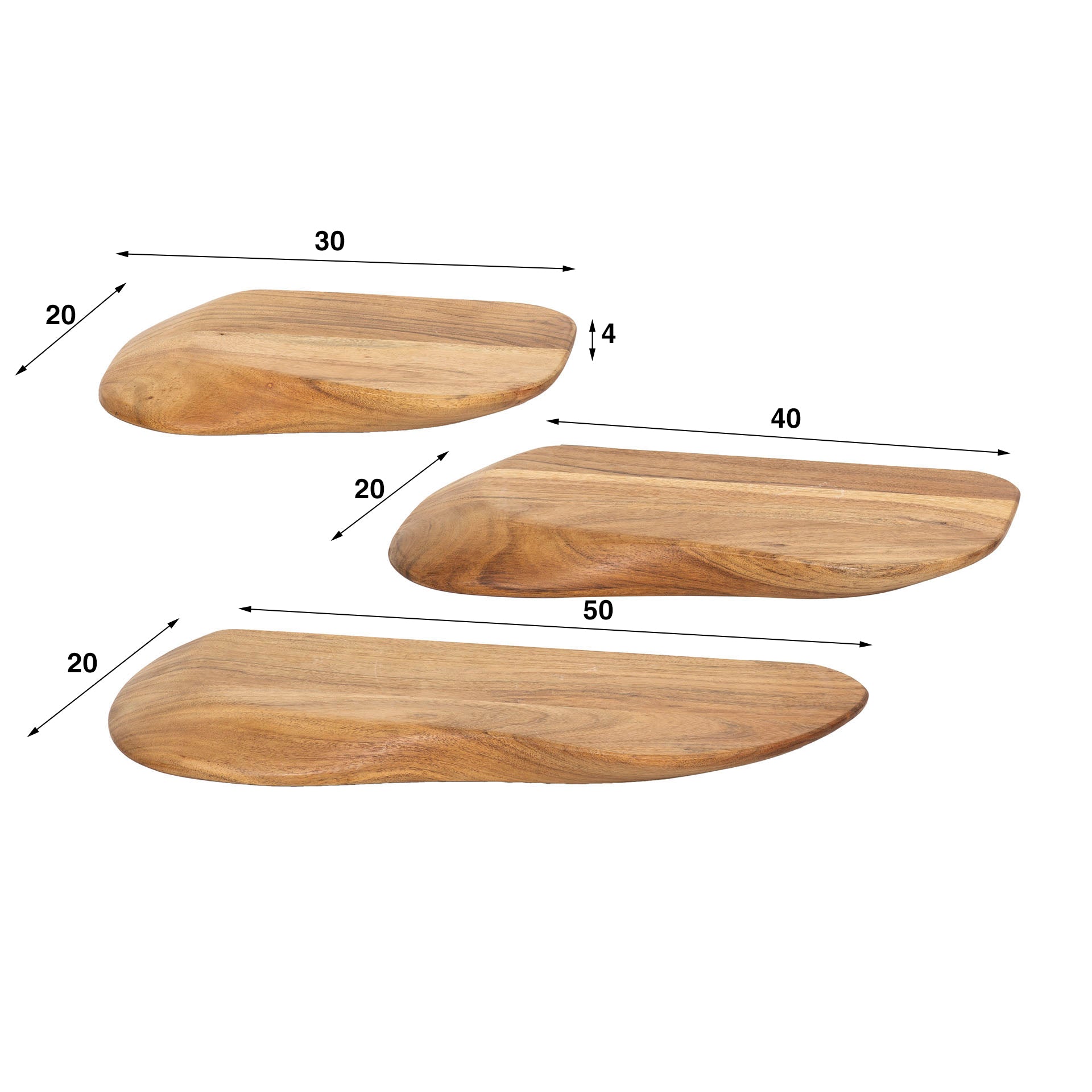 Wandschap Organic | Set van 3 | Massief acacia