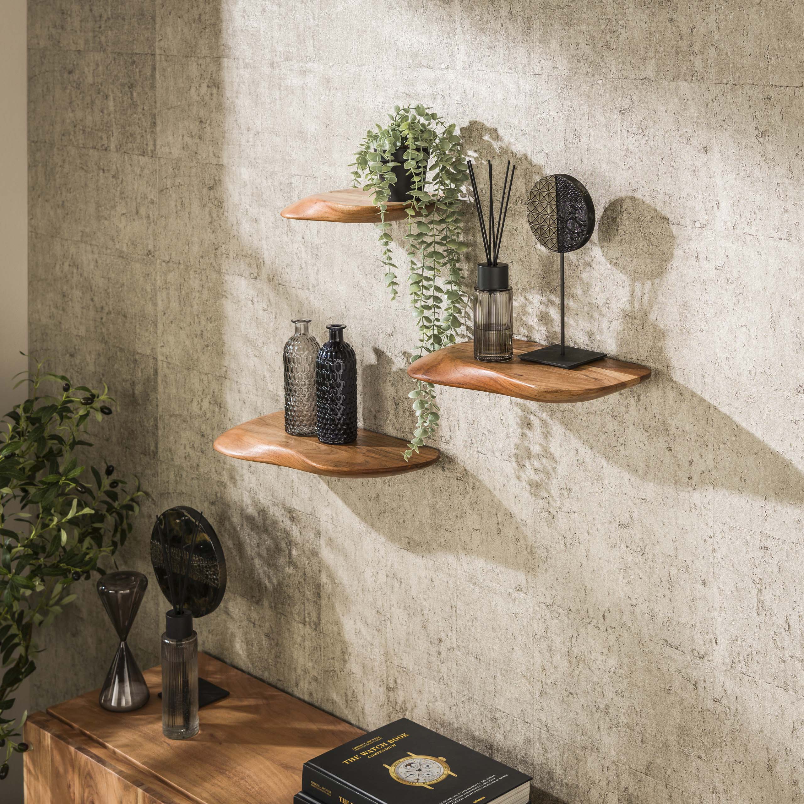 Wandschap Organic | Set van 3 | Massief acacia