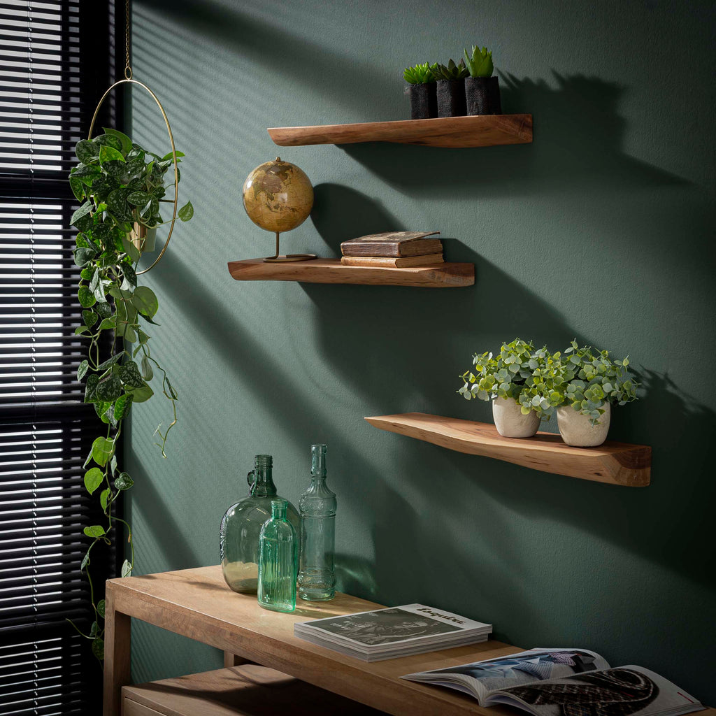 Wandschap Edge | 60cm | Set van 3 | Massief acacia