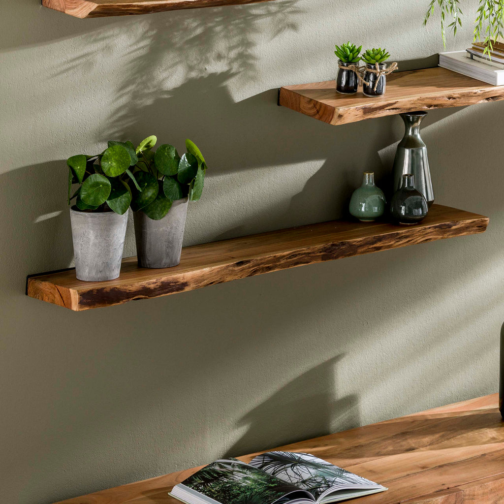 Wandplank Edge | 120 cm | Massief acacia naturel