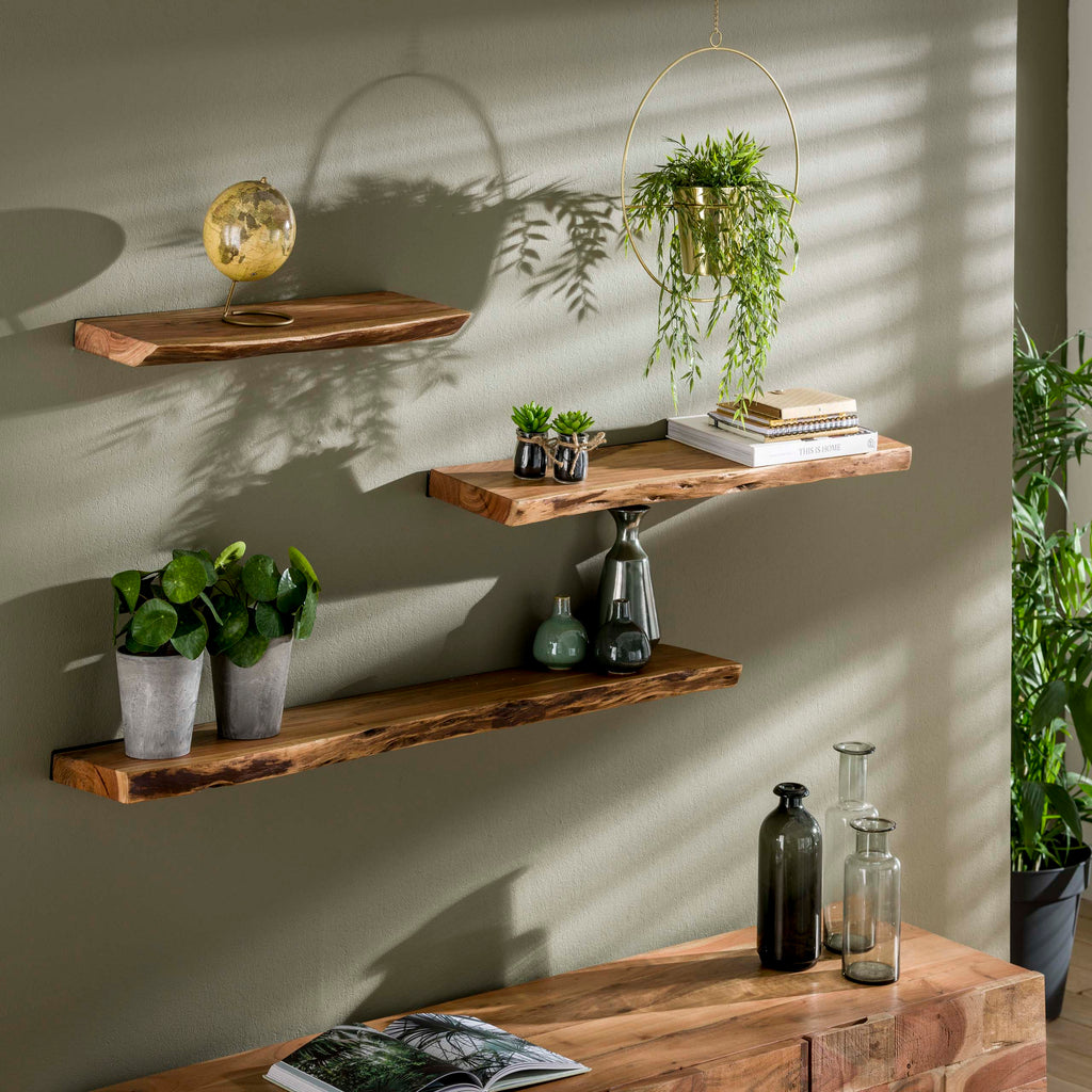 Wandplank Edge | 120 cm | Massief acacia naturel