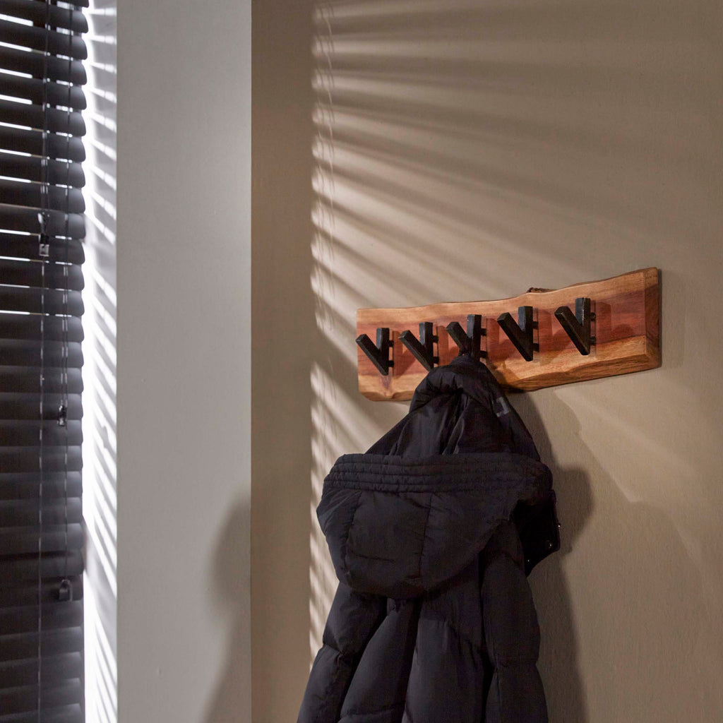 Kapstok Edge | 5 Haken | Massief acacia naturel