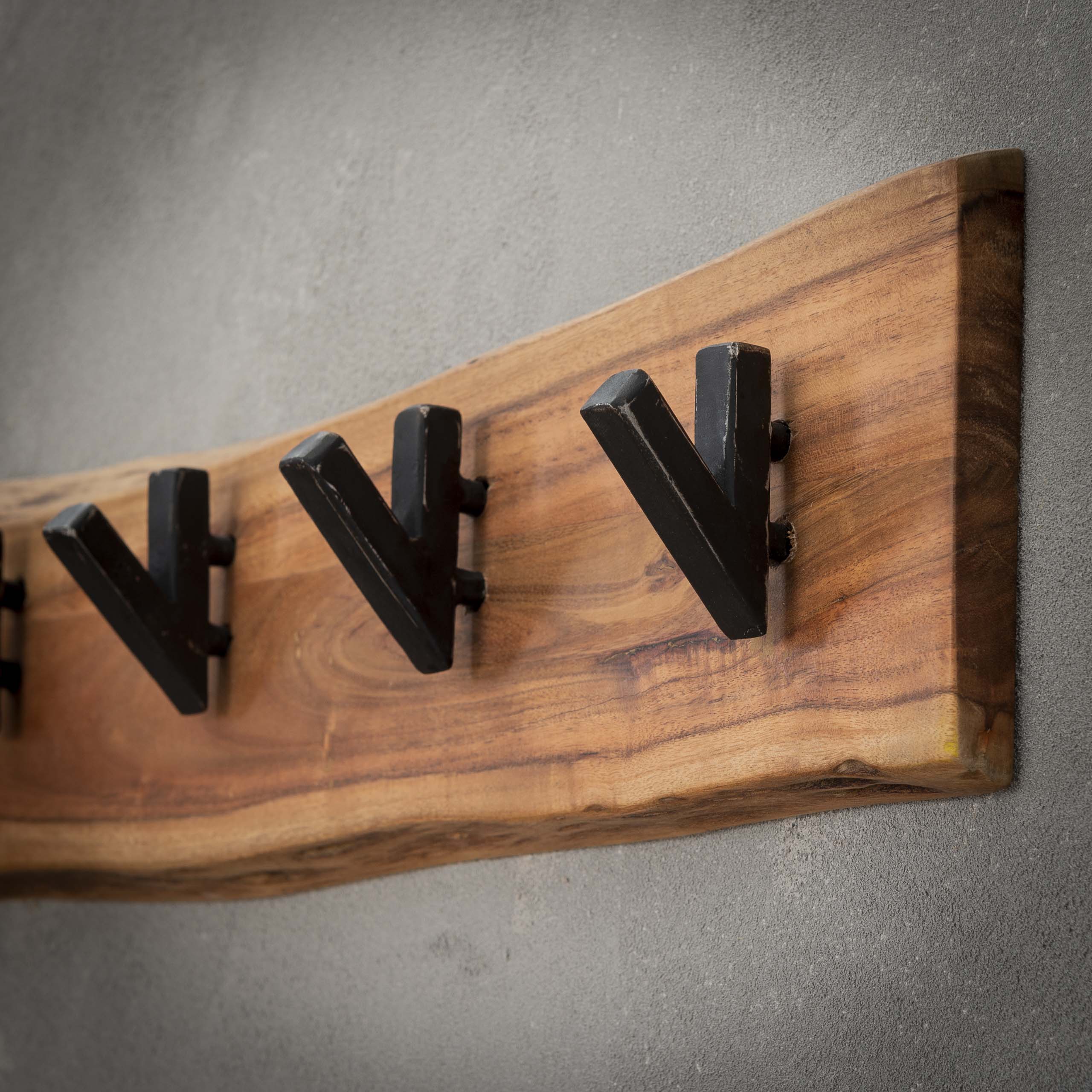 Kapstok Edge | 5 Haken | Massief acacia naturel