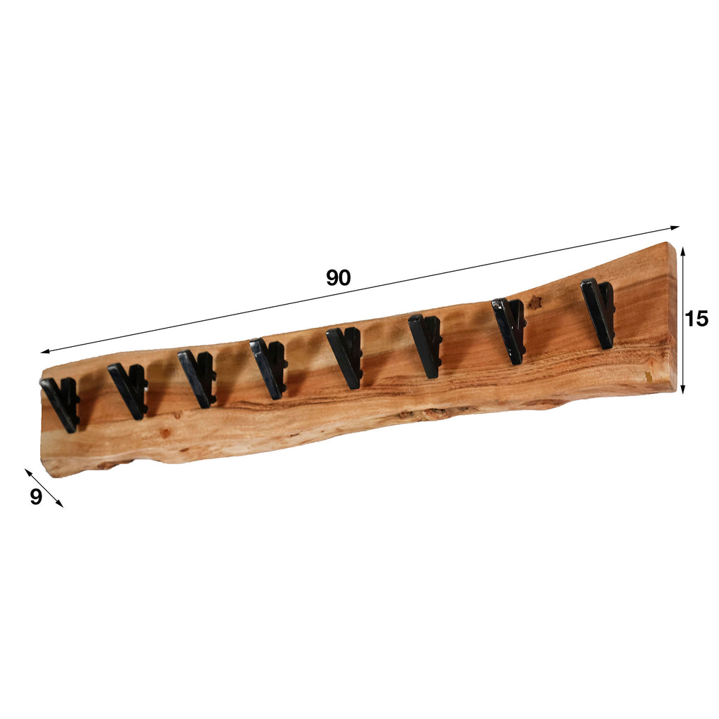 Kapstok Edge | 8 Haken | Massief acacia naturel