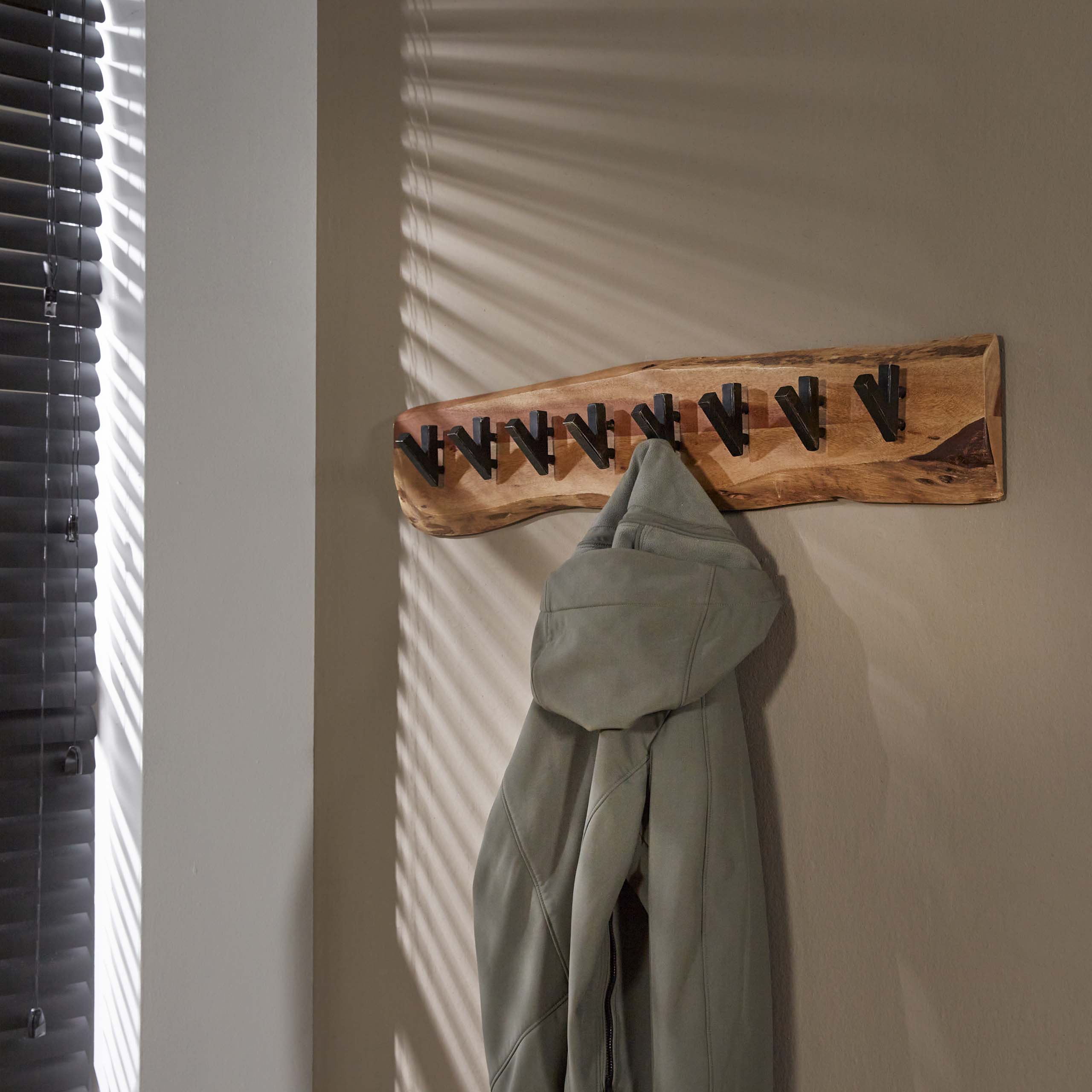 Kapstok Edge | 8 Haken | Massief acacia naturel