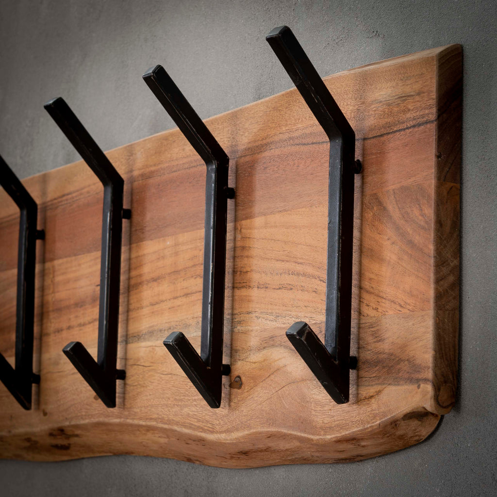 Kapstok Edge | 2x6 haken | Massief acacia