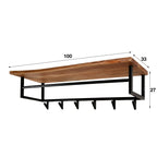 Kapstok Edge | Hoedenplank + Roede | 6 Haken Acacia