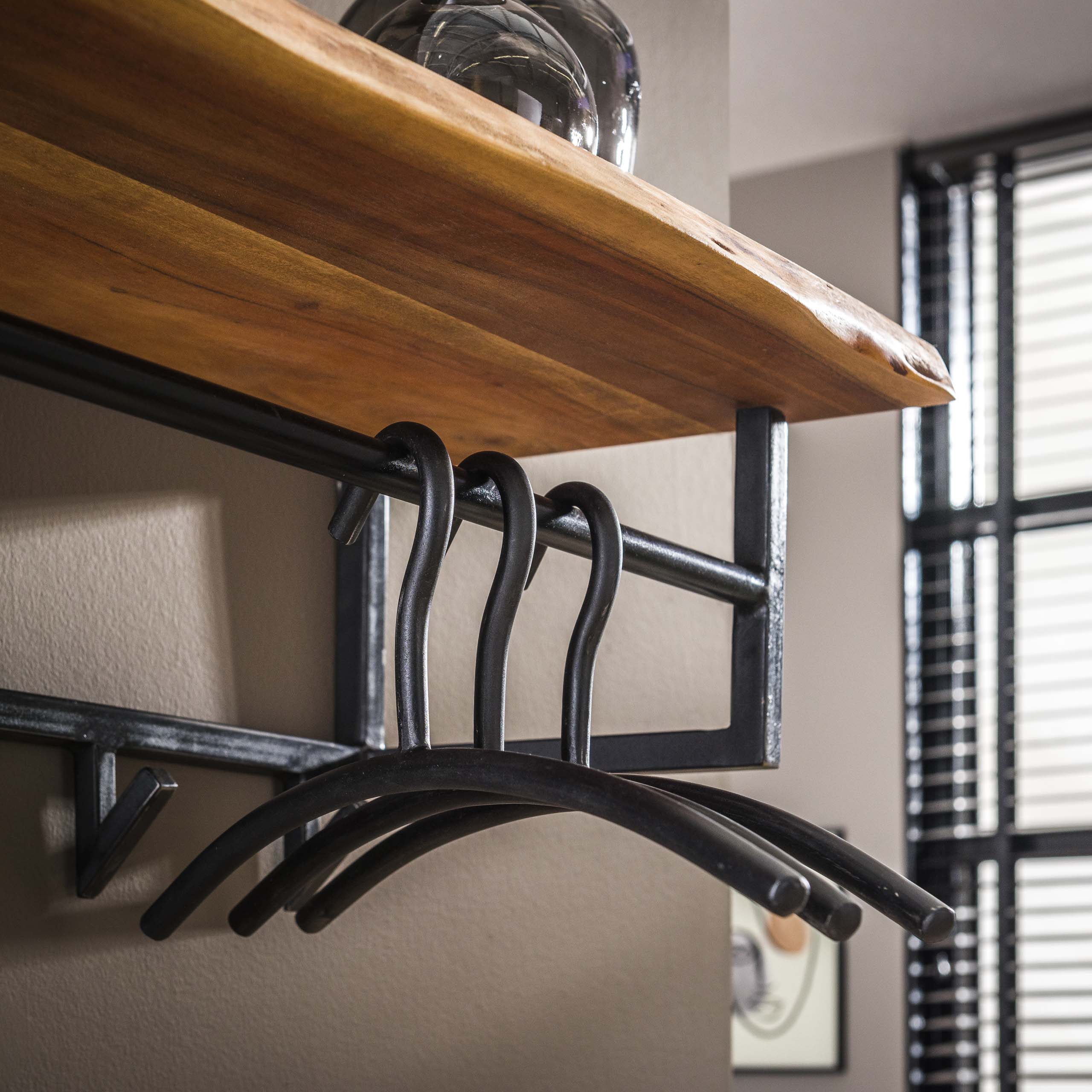 Kapstok Edge | Hoedenplank + Roede | 6 Haken Acacia