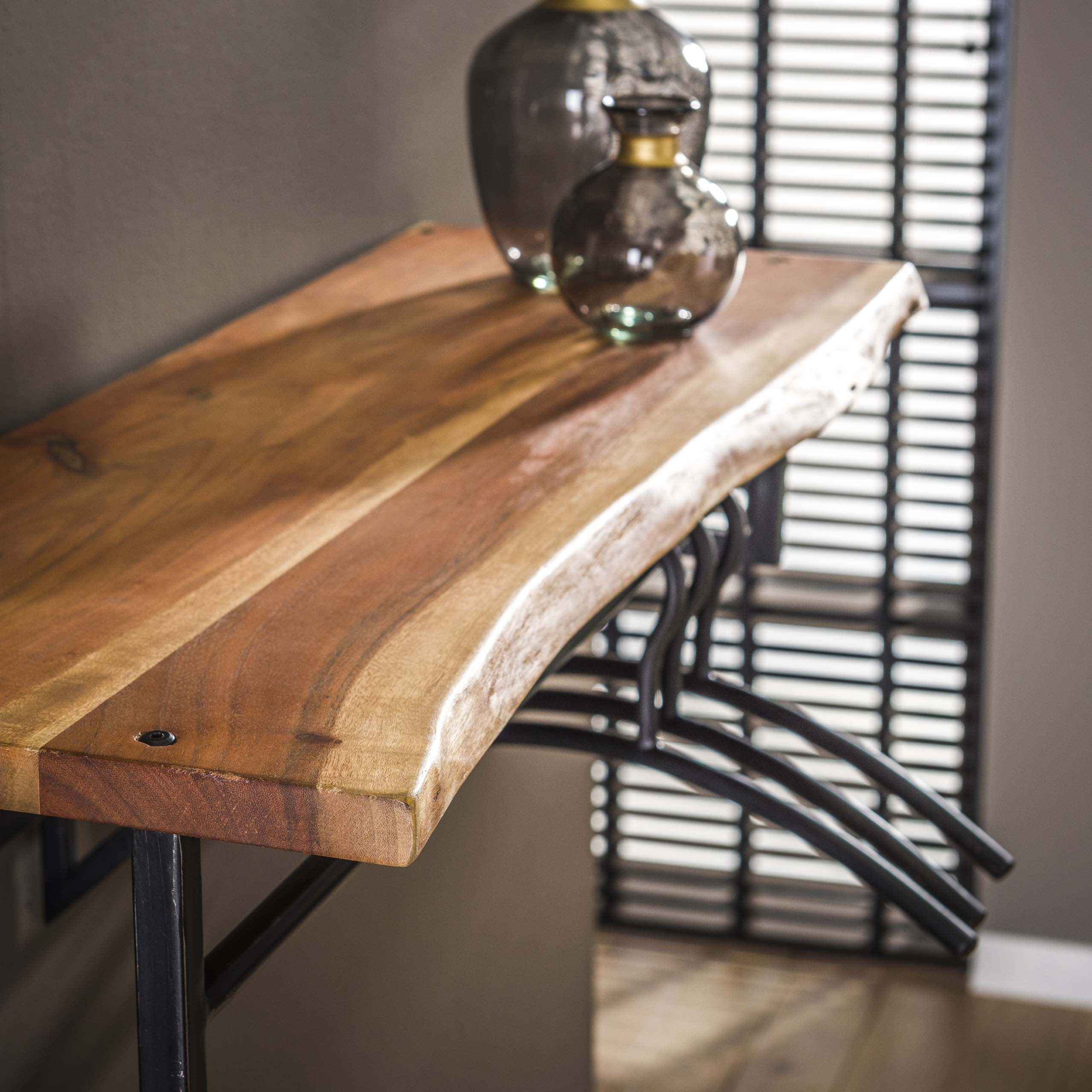 Kapstok Edge | Hoedenplank + Roede | 6 Haken Acacia