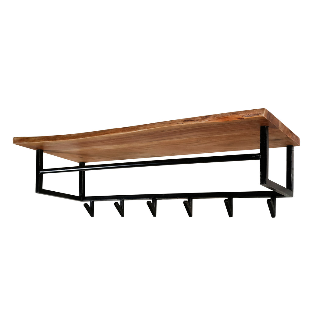 Kapstok Edge | Hoedenplank + Roede | 6 Haken Acacia