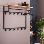 Kapstok Edge | Hoedenplank 12 haken | Massief acacia
