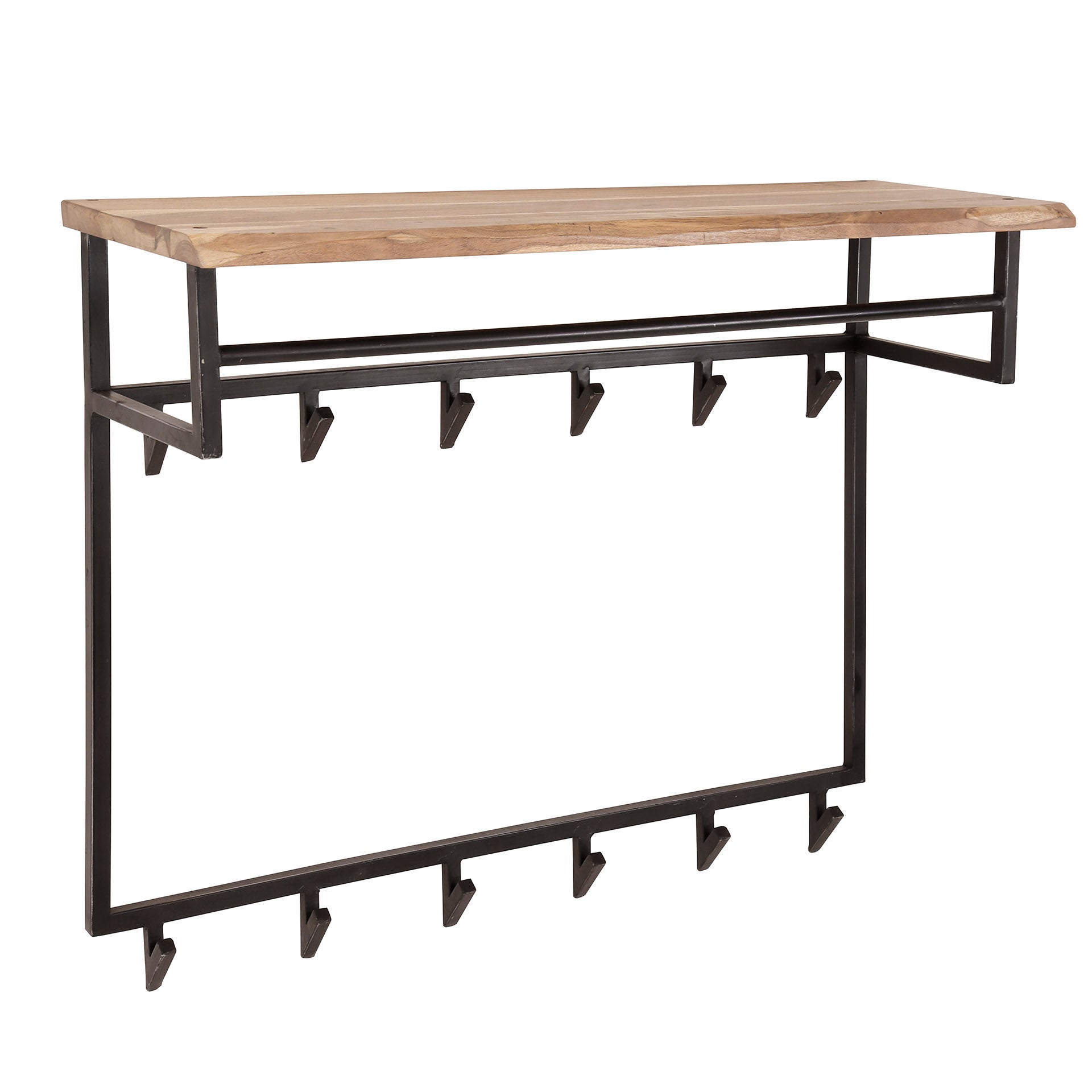Kapstok Edge | Hoedenplank 12 haken | Massief acacia