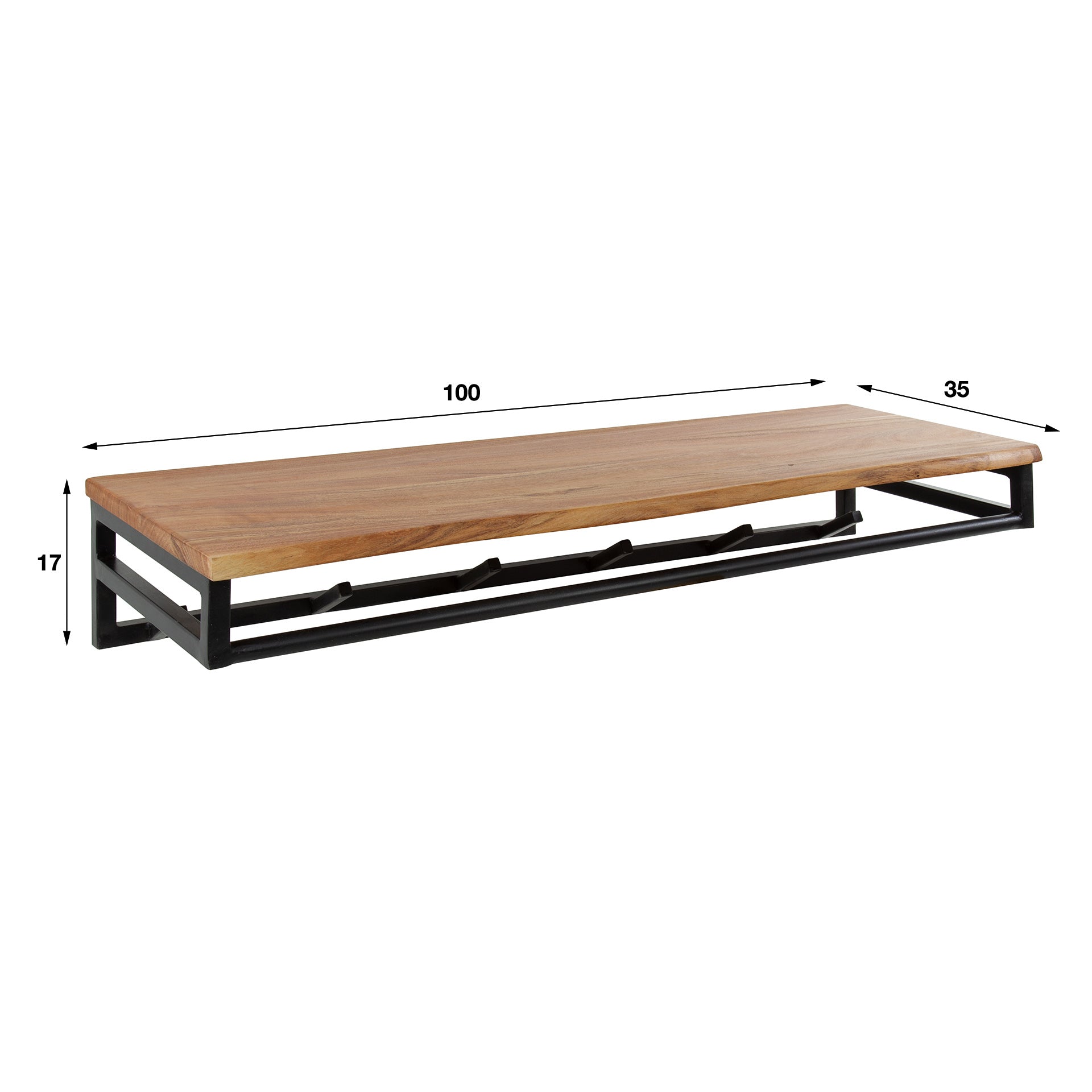 Kapstok Custom | Hoedenplank & Roede | Massief acacia