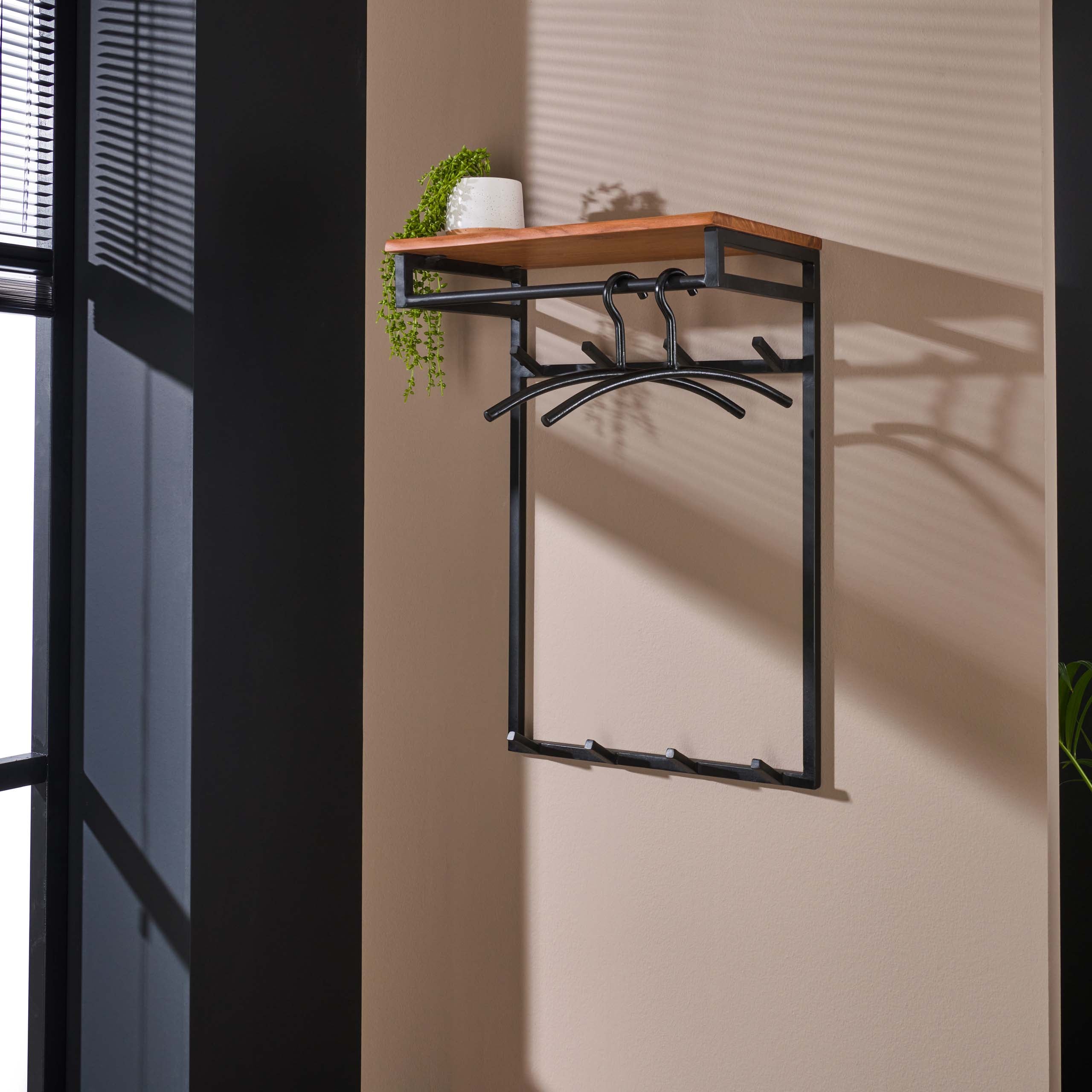 Kapstok Custom | Hoog | 2x4 haken | Massief acacia