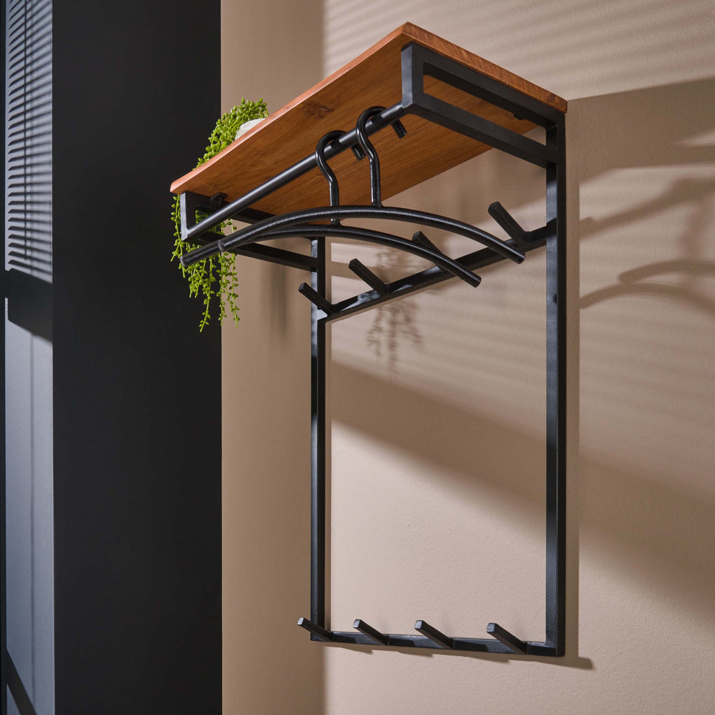 Kapstok Custom | Hoog | 2x4 haken | Massief acacia