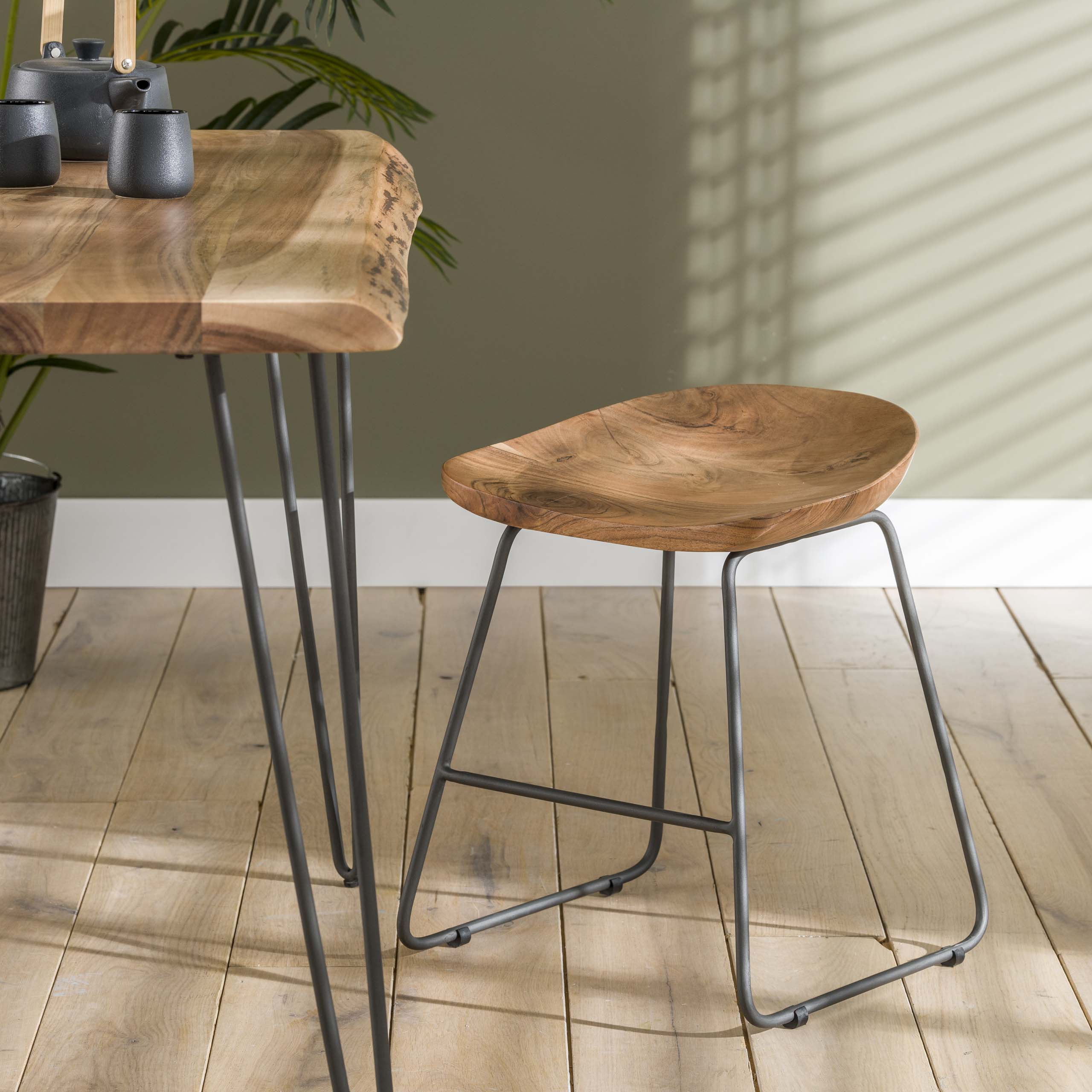 Kruk Ergo | 2-stuks | Massief acacia naturel